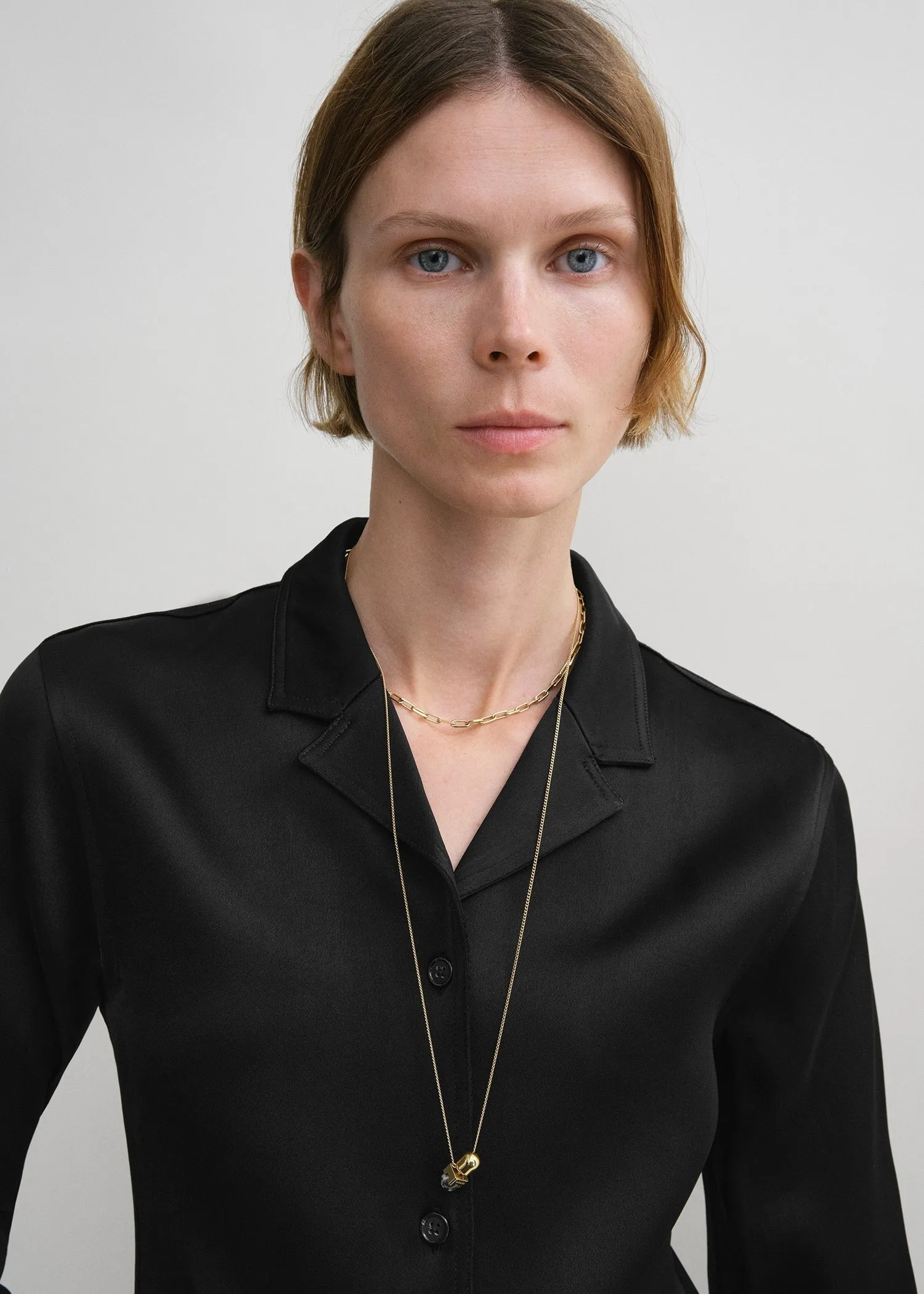 Contrast satin shirt black sold by Toteme product image thumbnail 4