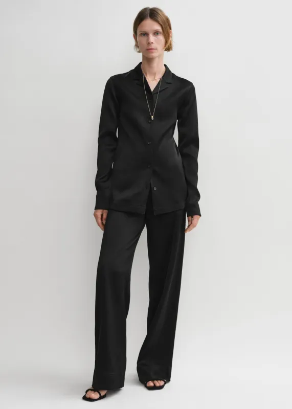 Contrast satin shirt black sold by Toteme