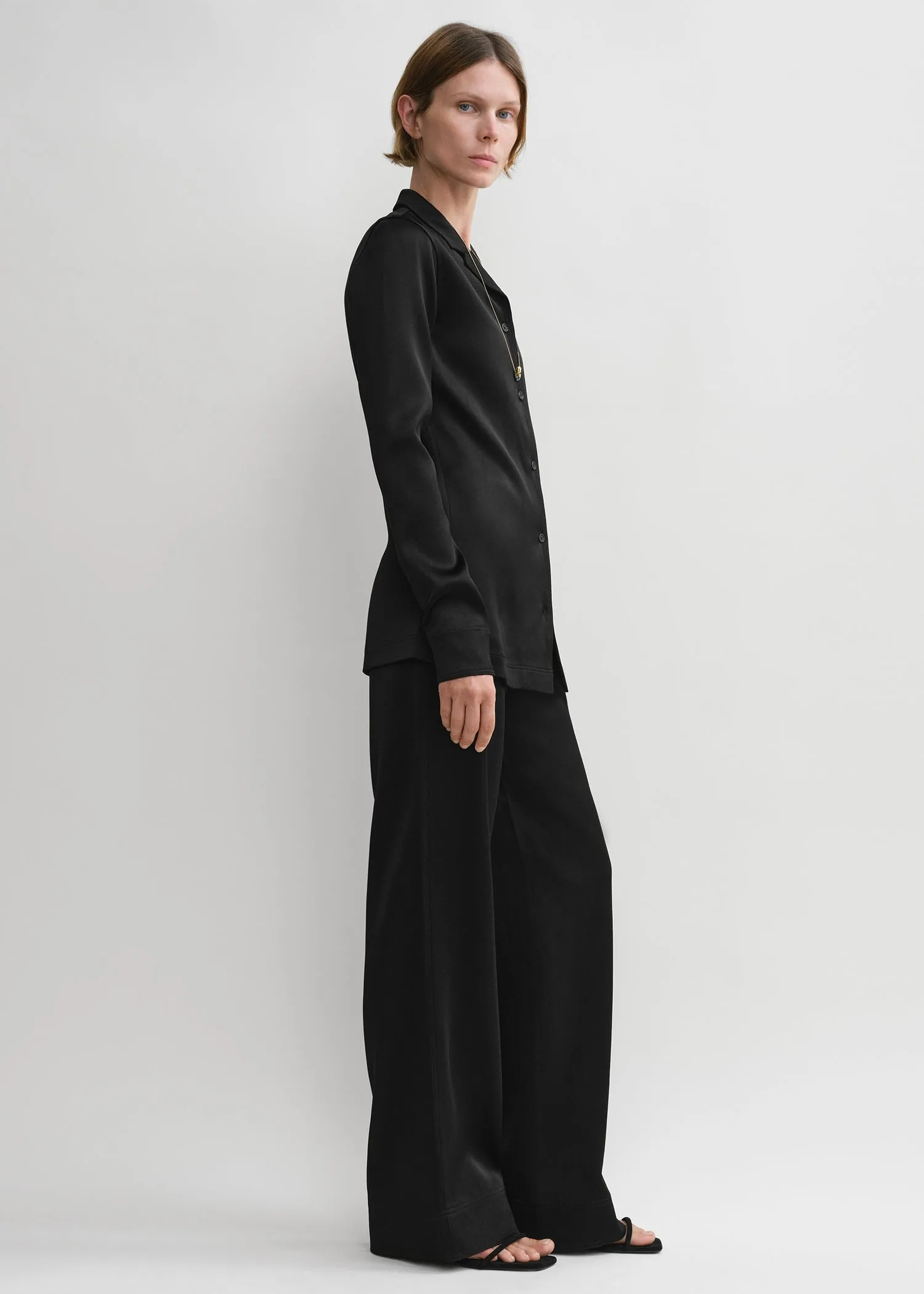 Contrast satin shirt black sold by Toteme product image thumbnail 2