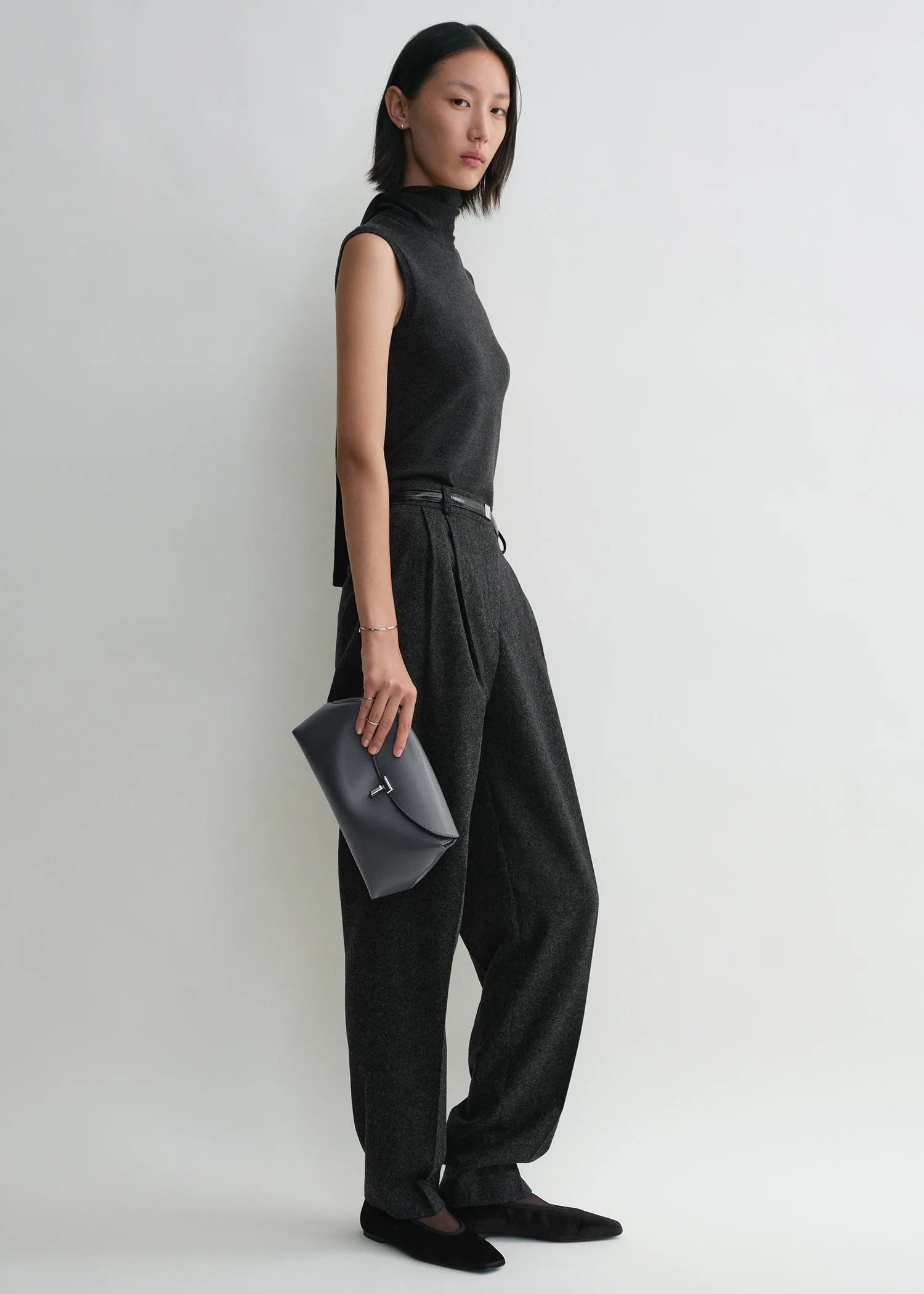 T-lock leather clutch shark sold by Toteme product image thumbnail 3