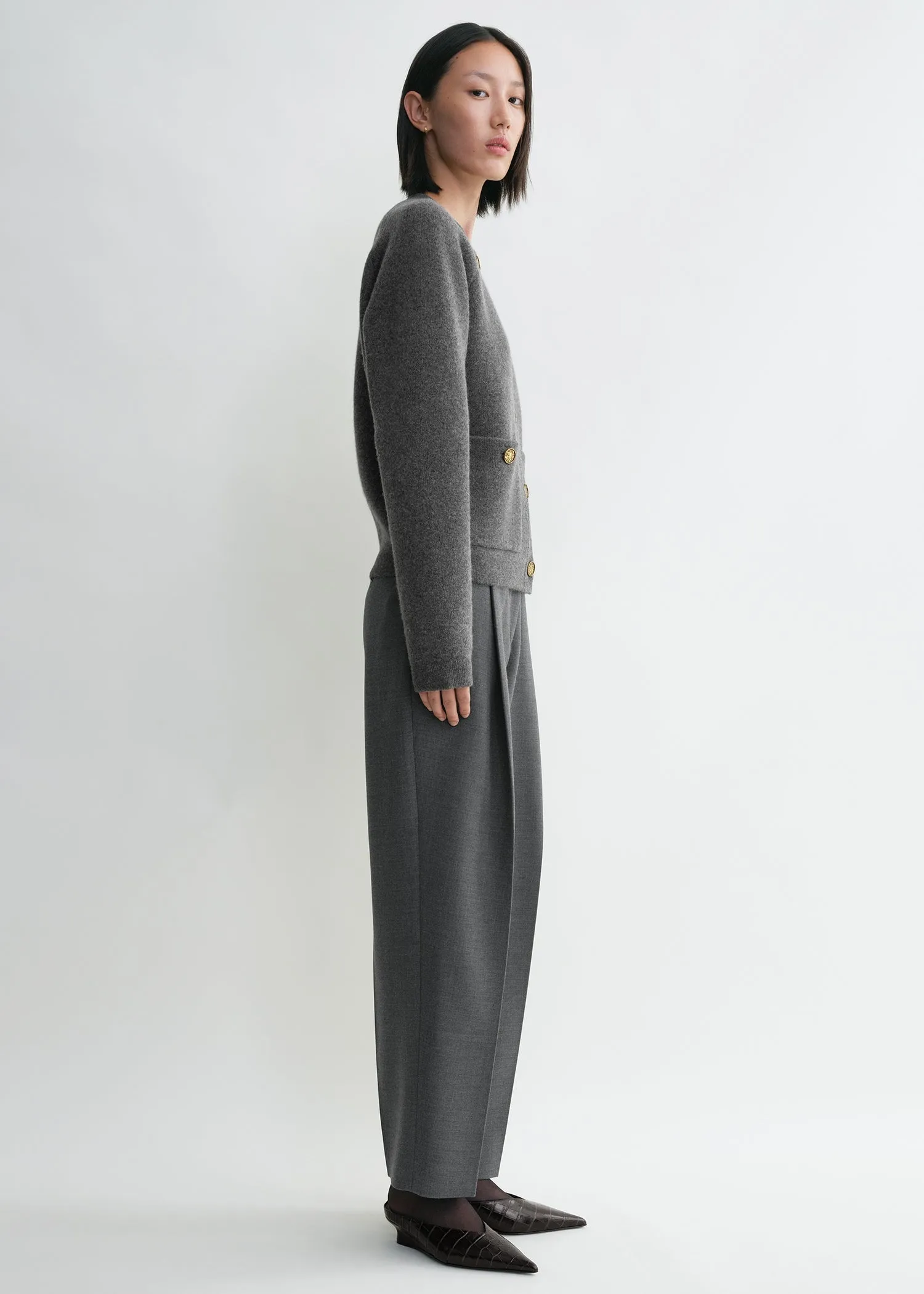 Hammered button cardigan grey melange sold by Toteme product image thumbnail 3