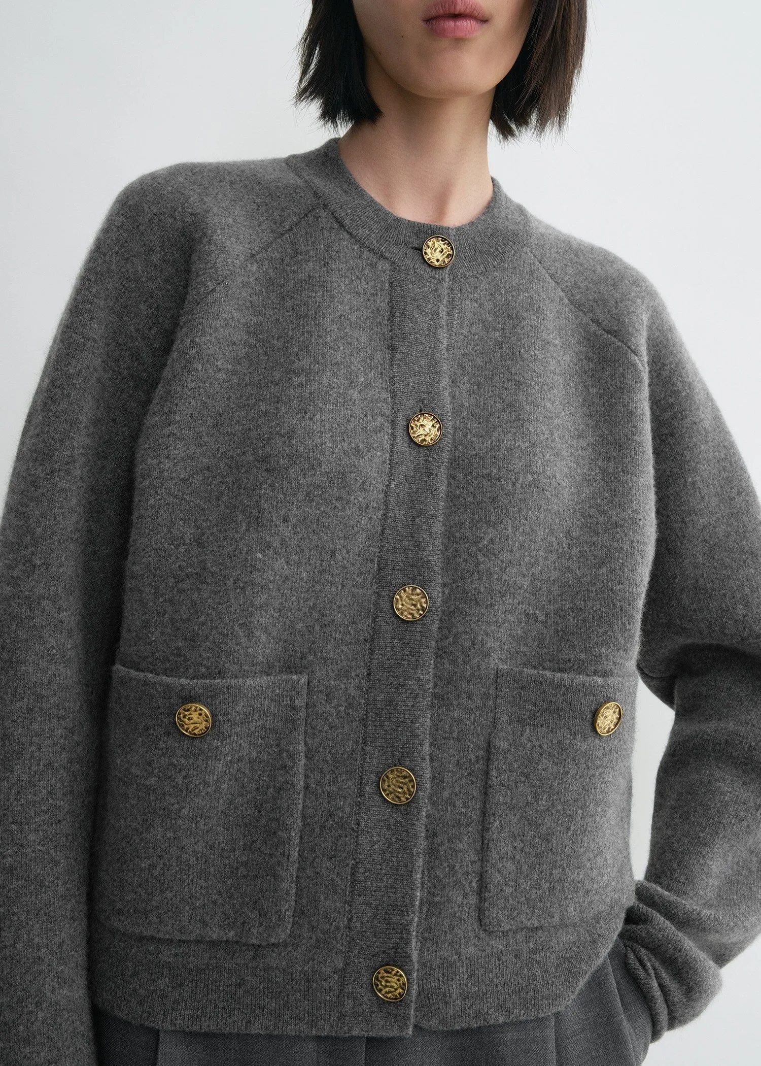 Hammered button cardigan grey melange sold by Toteme product image thumbnail 2