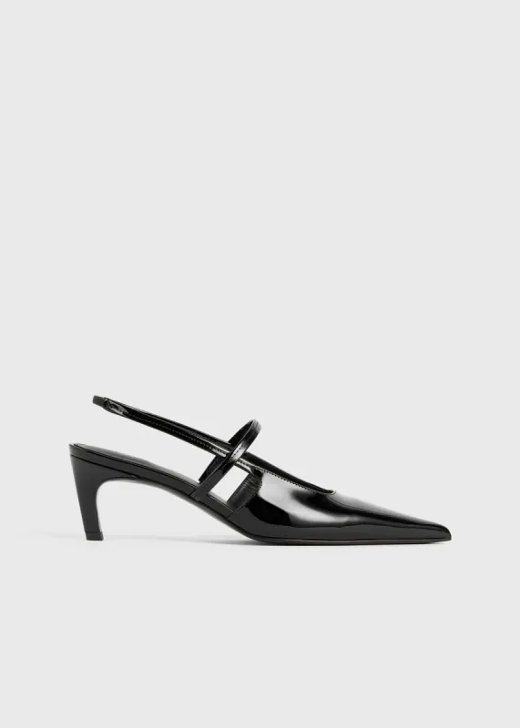 Sharp patent slingbacks black sold by Toteme