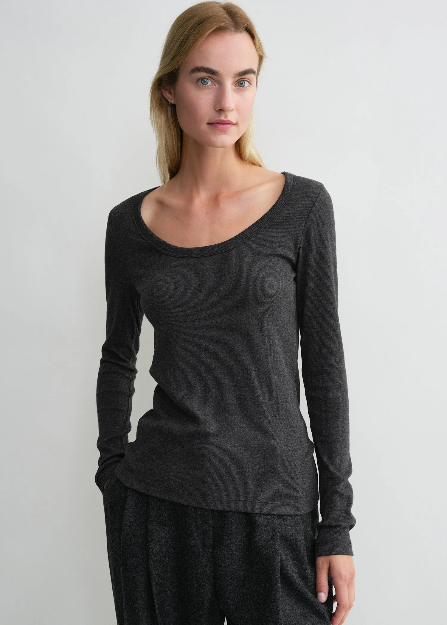 Classic rib top charcoal melange sold by Toteme product image thumbnail 3