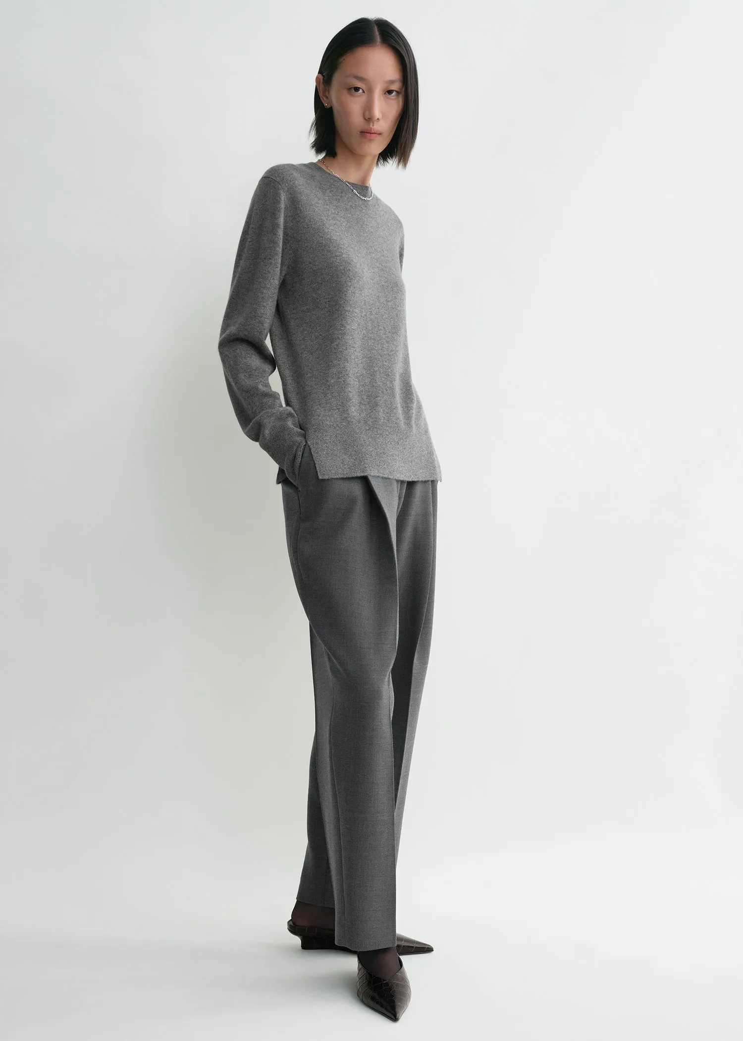 Crew-neck cashmere knit grey sold by Toteme product image thumbnail 2