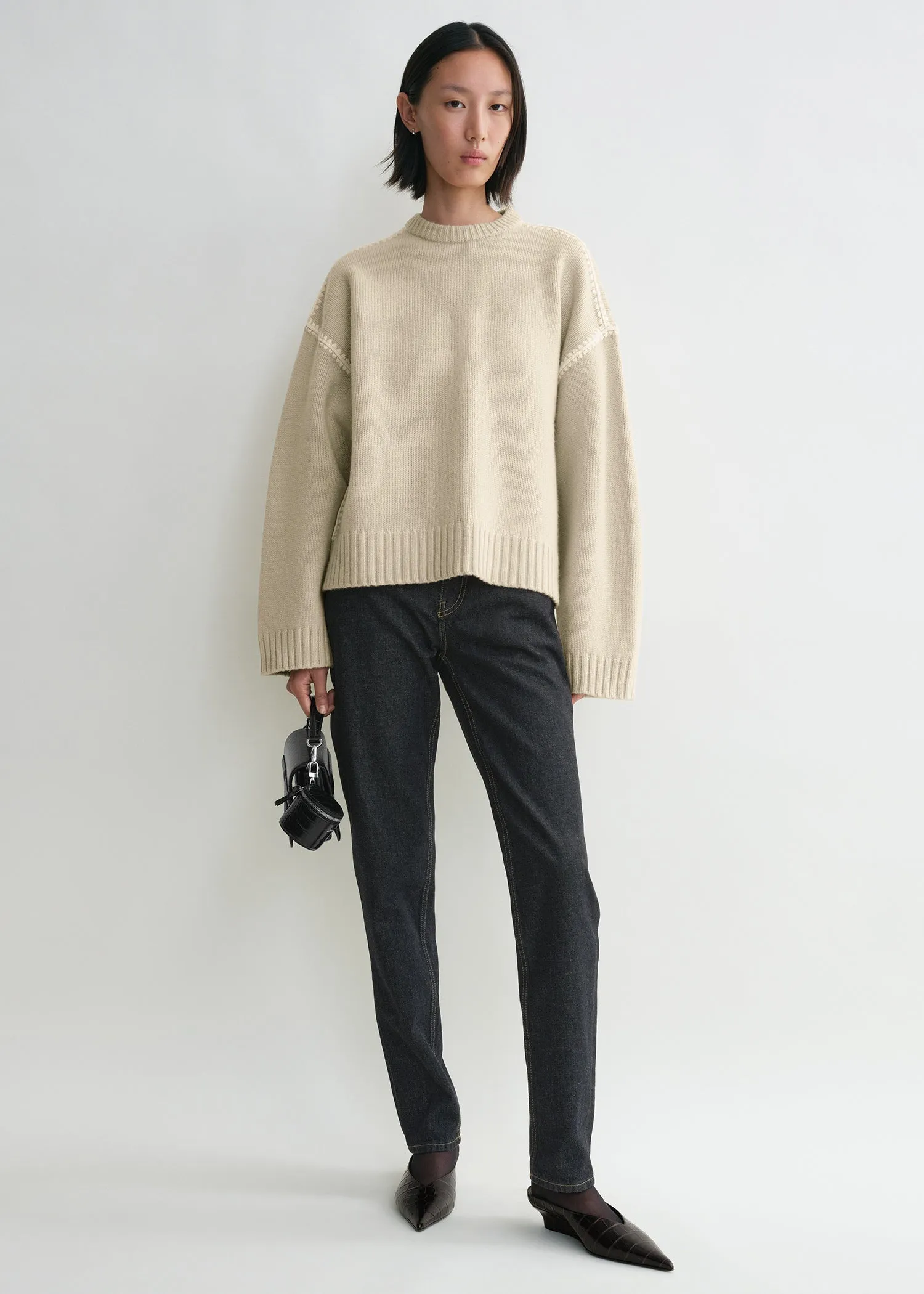 Embroidered wool cashmere knit harvest sold by Toteme