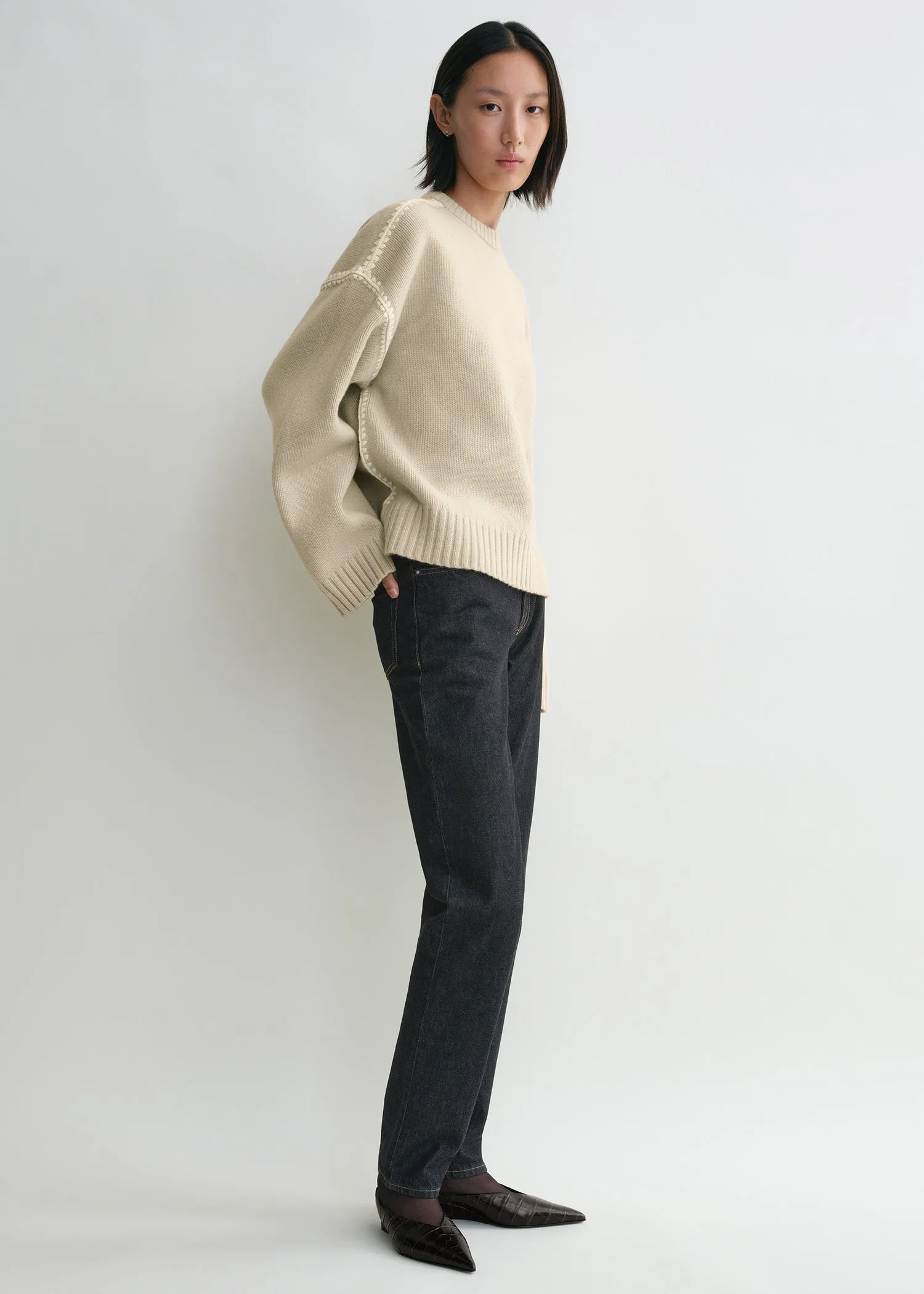 Embroidered wool cashmere knit harvest sold by Toteme product image thumbnail 2