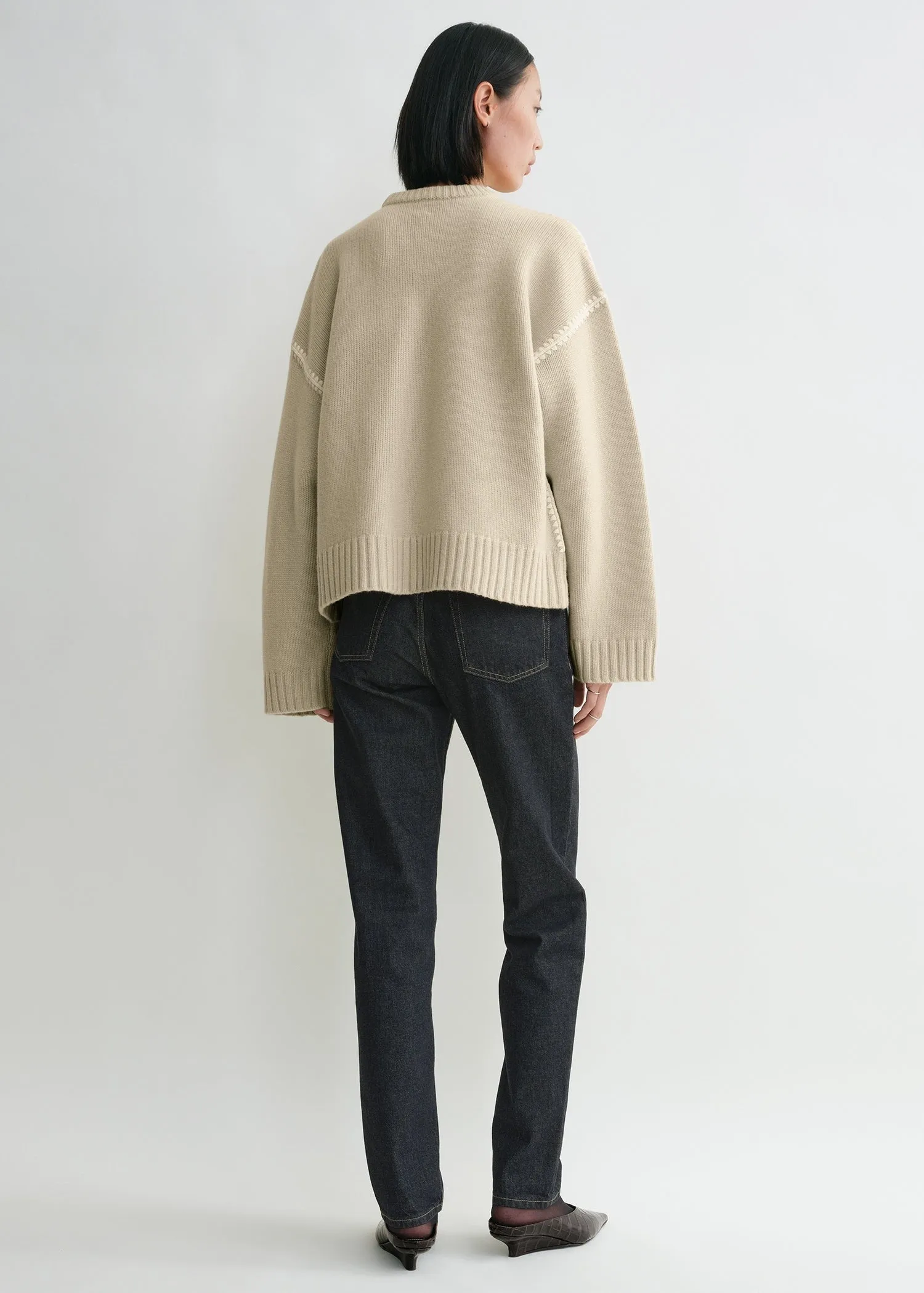 Embroidered wool cashmere knit harvest sold by Toteme product image thumbnail 3