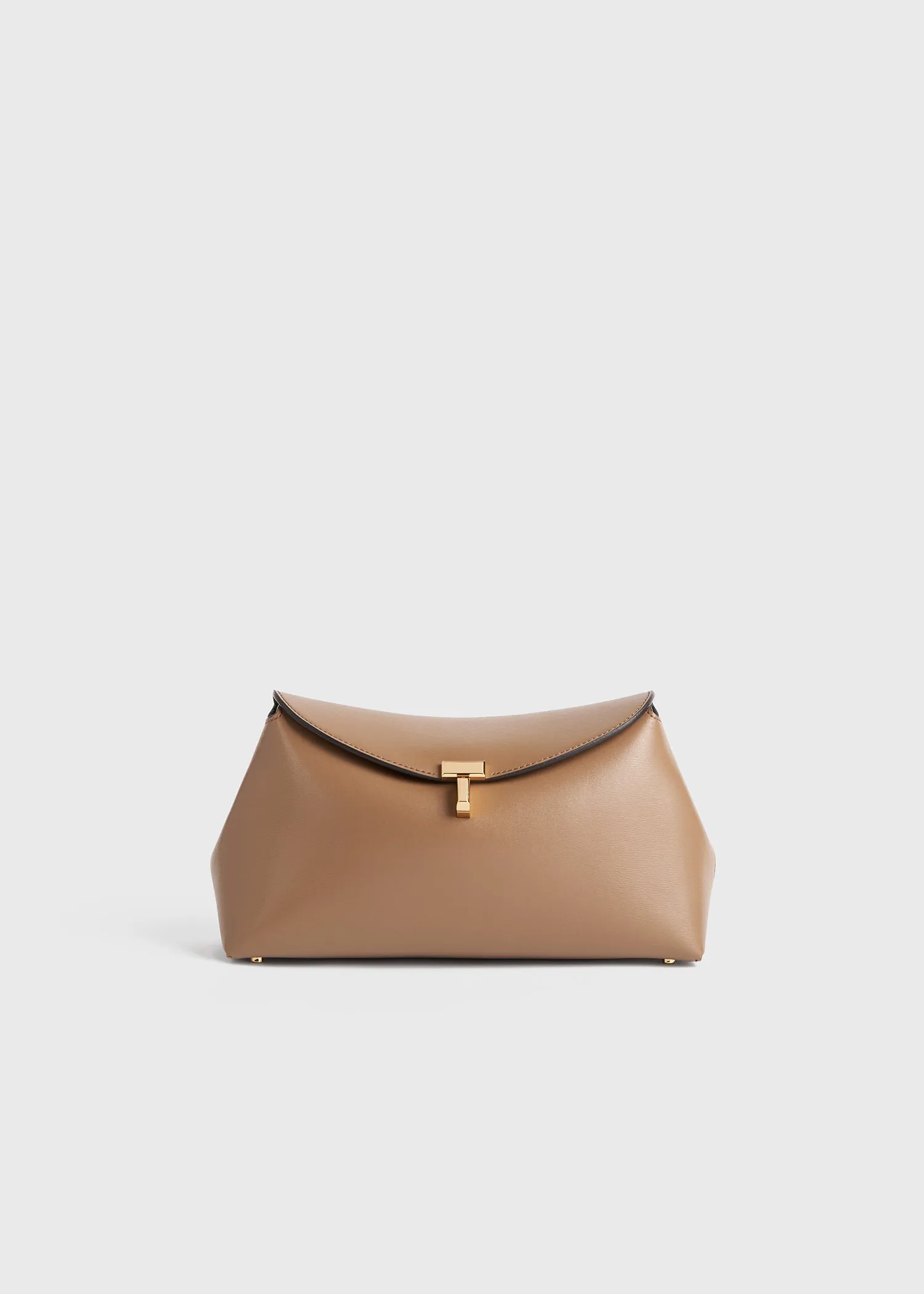 T-lock leather clutch camel sold by Toteme