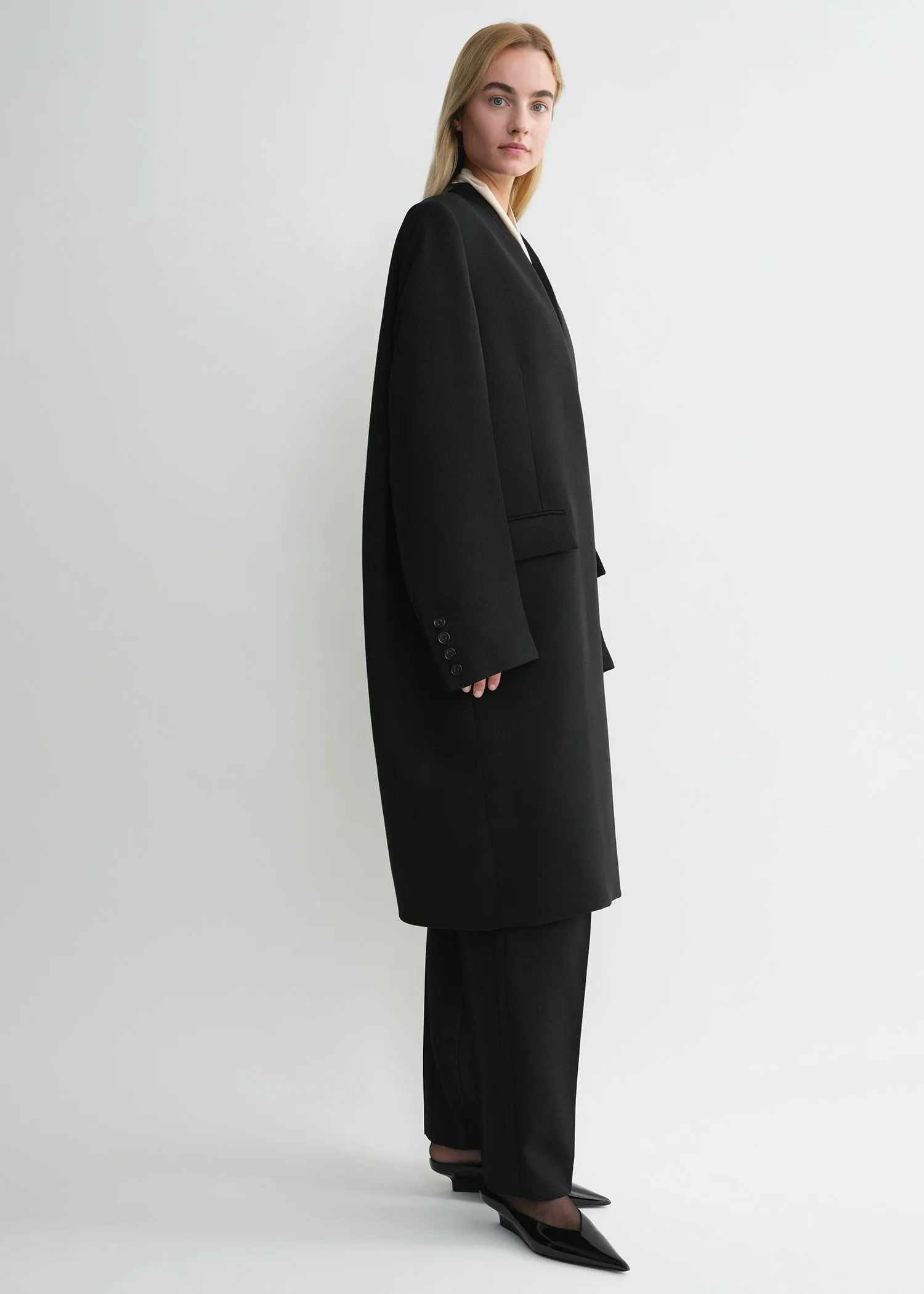 Deep pleat coat black sold by Toteme product image thumbnail 3