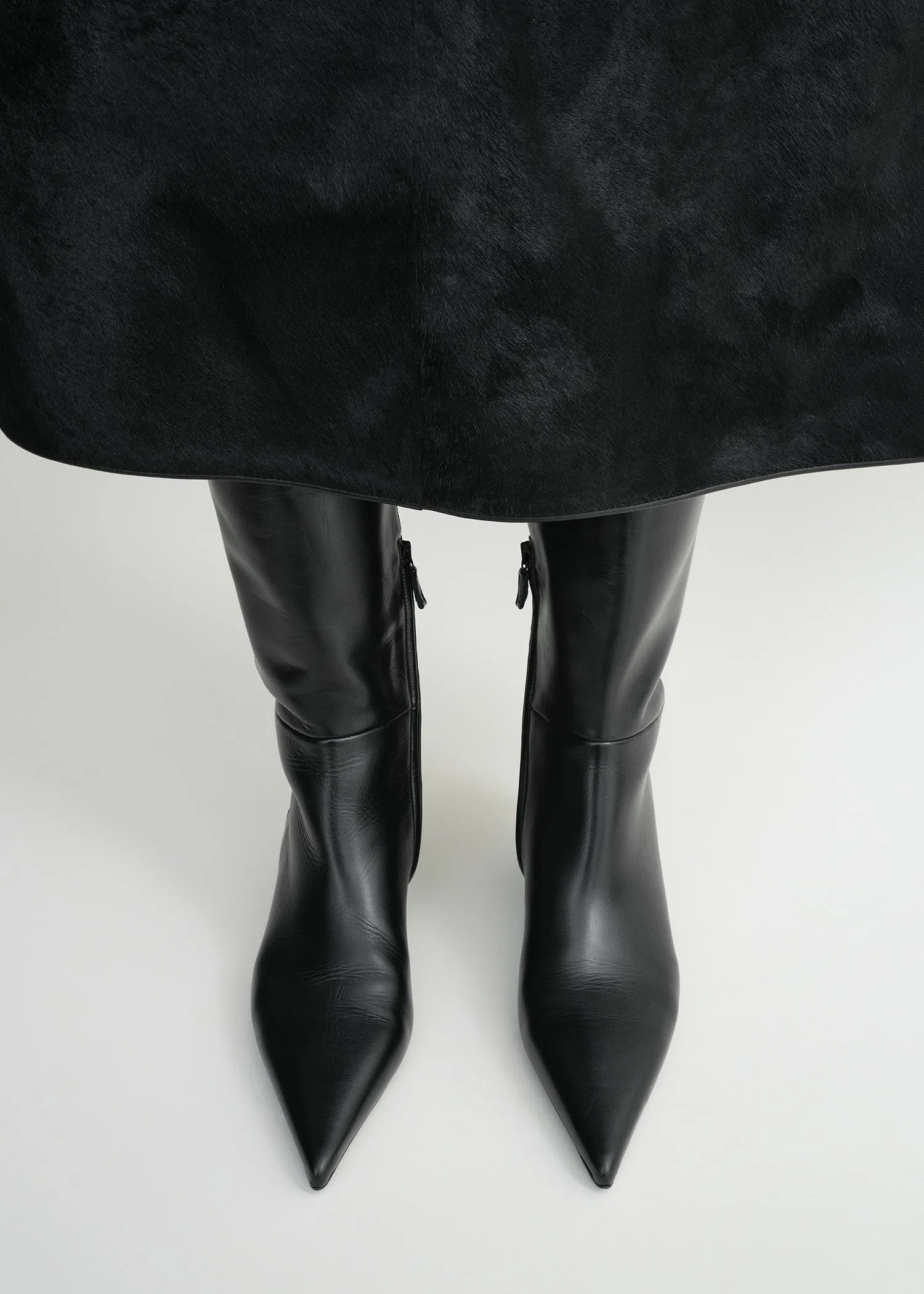 Sharp leather knee-high boots black sold by Toteme product image thumbnail 2