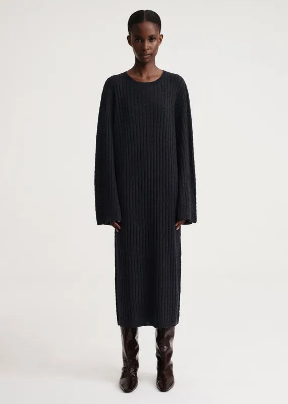 Cable knit dress dark grey mélange made by Toteme