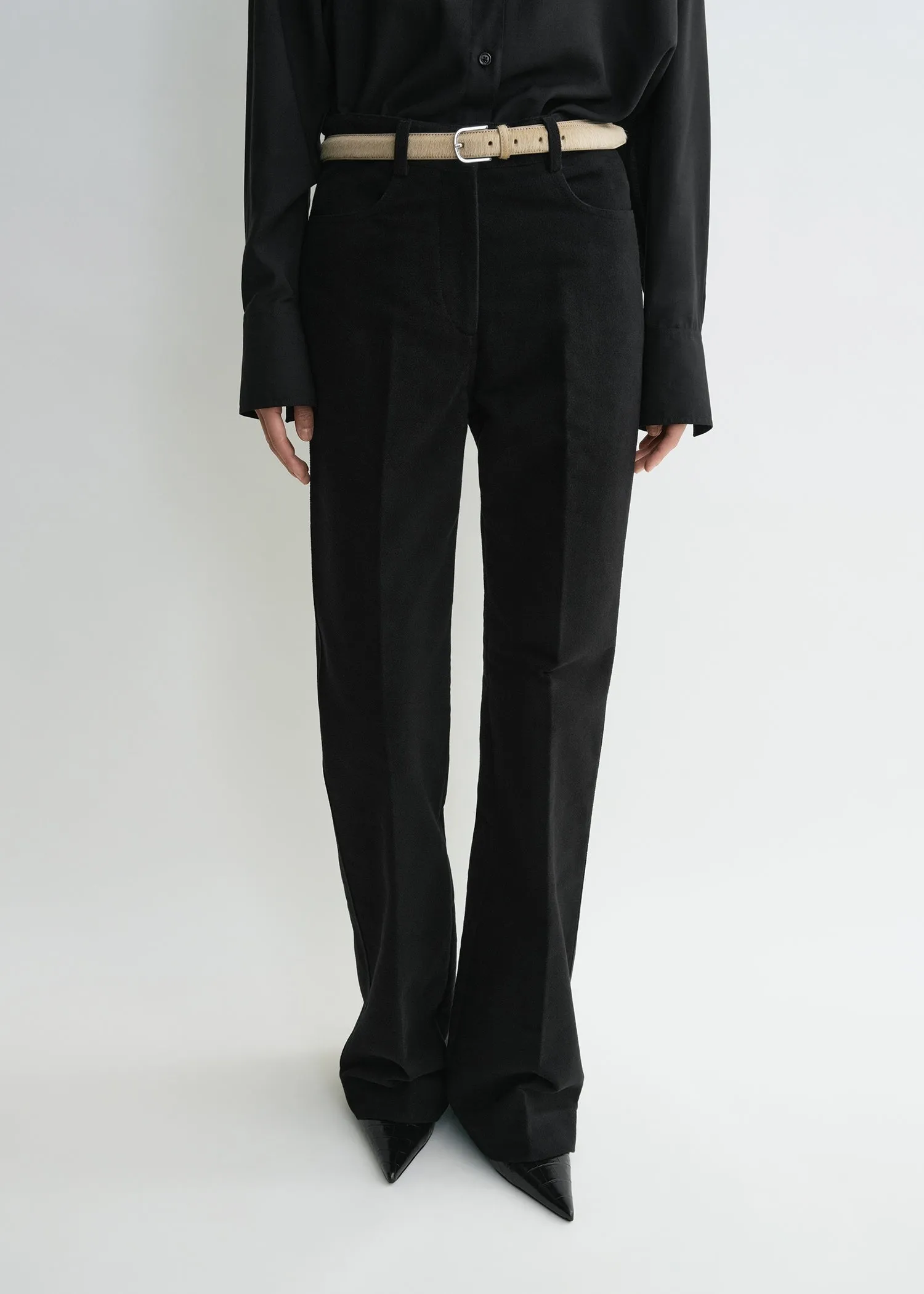Flared moleskin trousers black sold by Toteme product image thumbnail 4