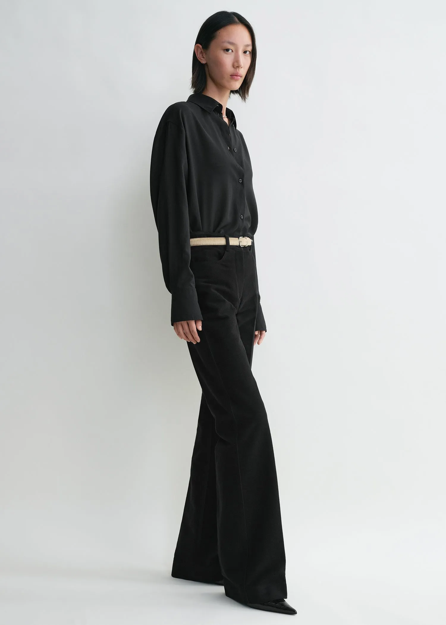 Flared moleskin trousers black sold by Toteme product image thumbnail 2