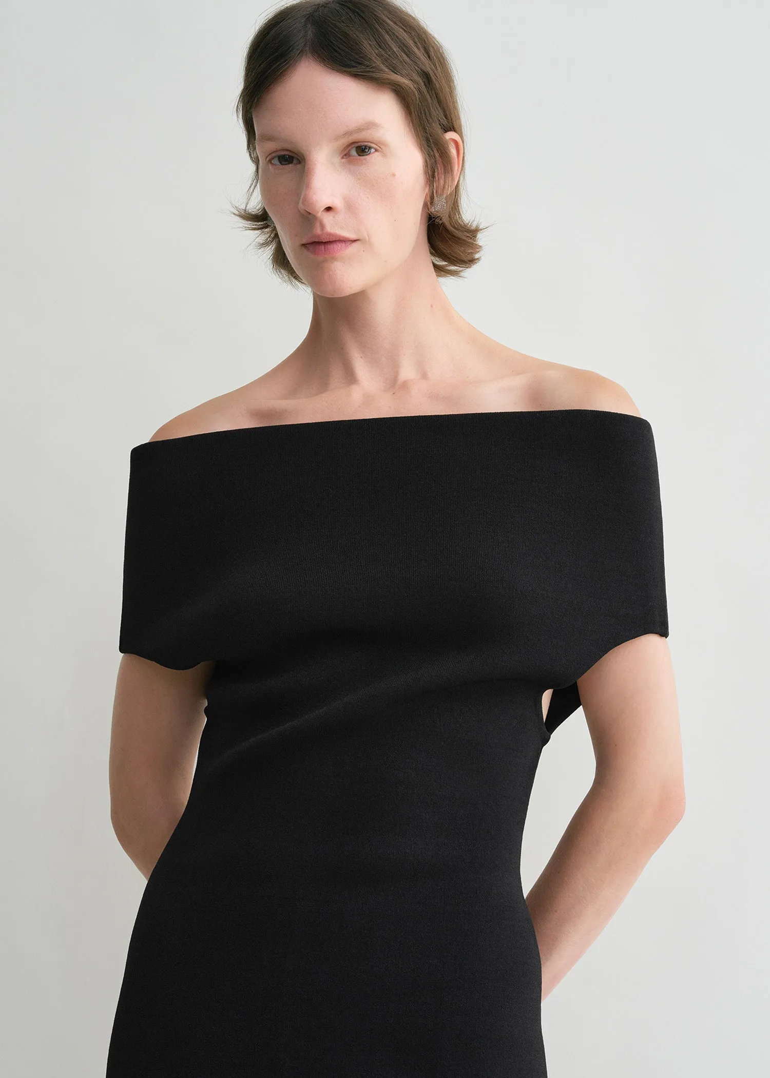 Double-knit dress black sold by Toteme product image thumbnail 4