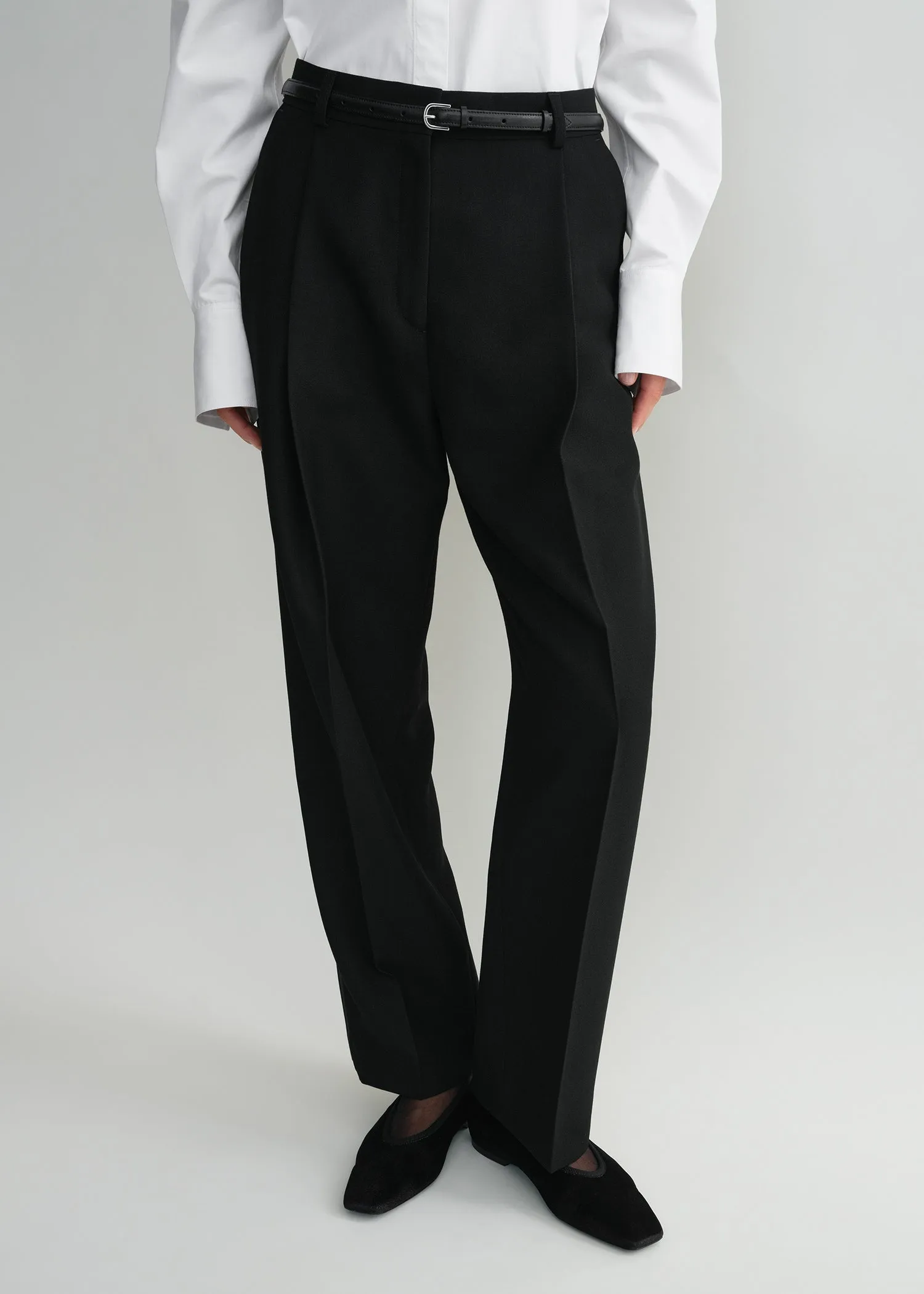 Pleated straight trousers black sold by Toteme product image thumbnail 4