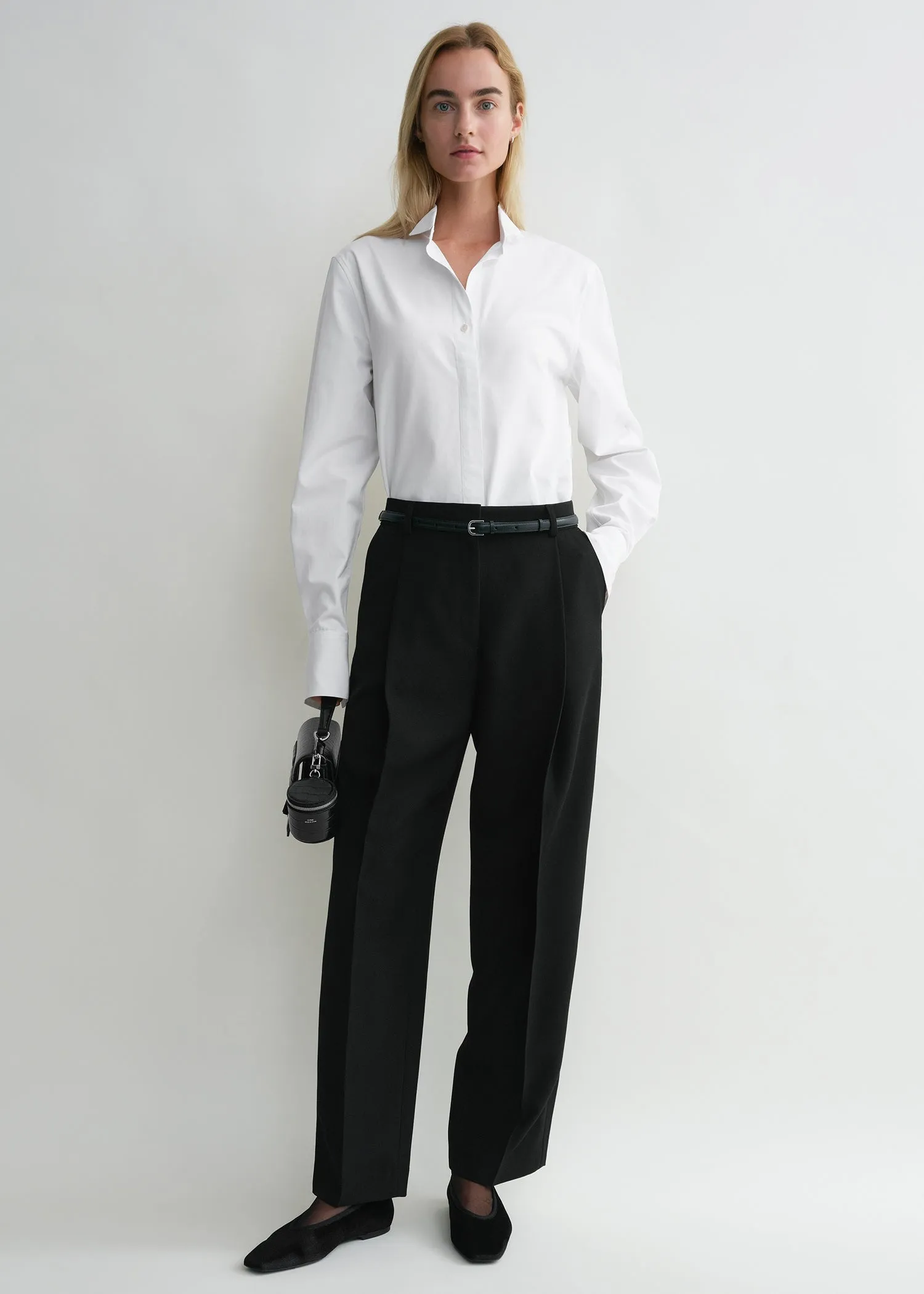 Pleated straight trousers black sold by Toteme