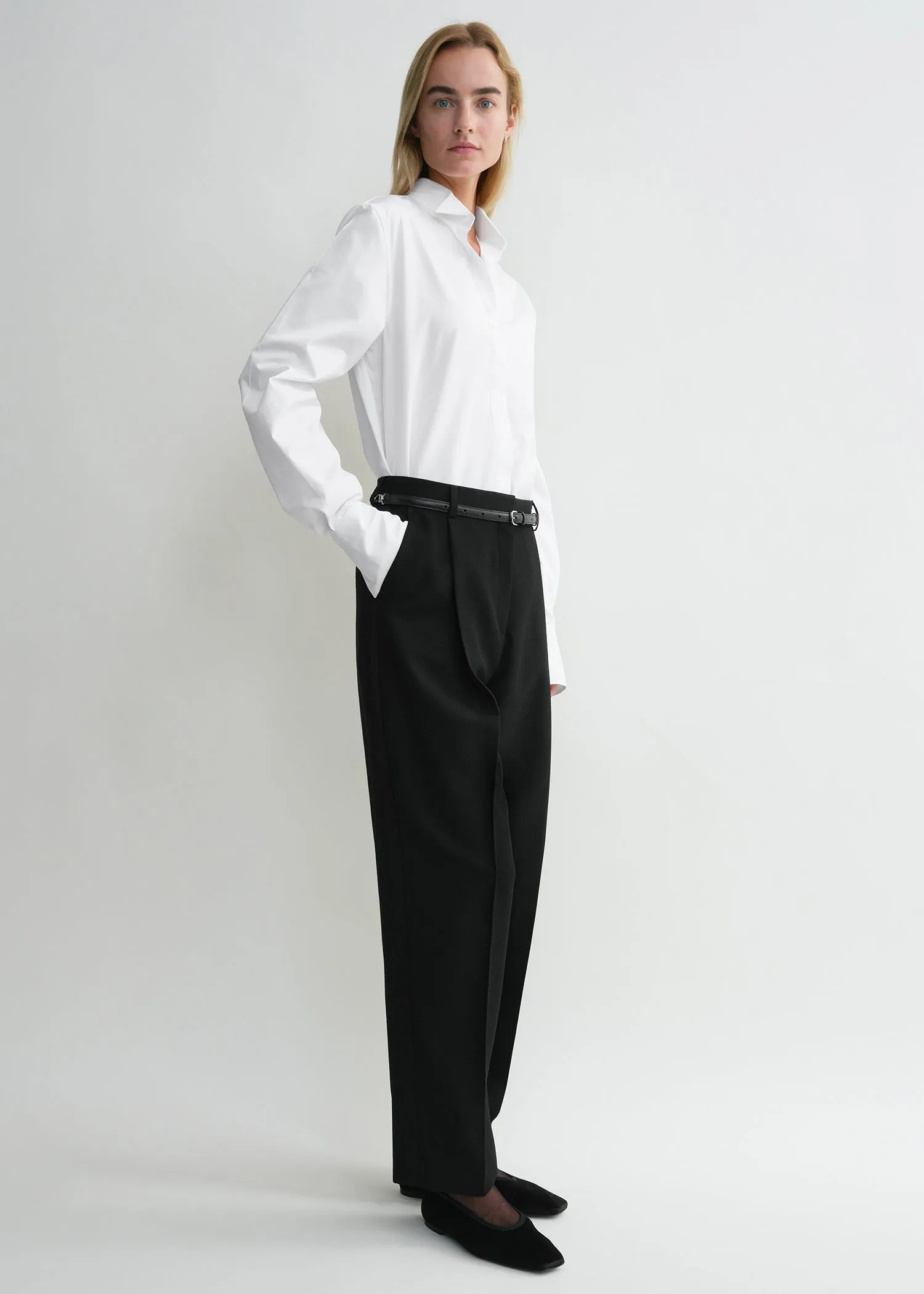 Pleated straight trousers black sold by Toteme product image thumbnail 2