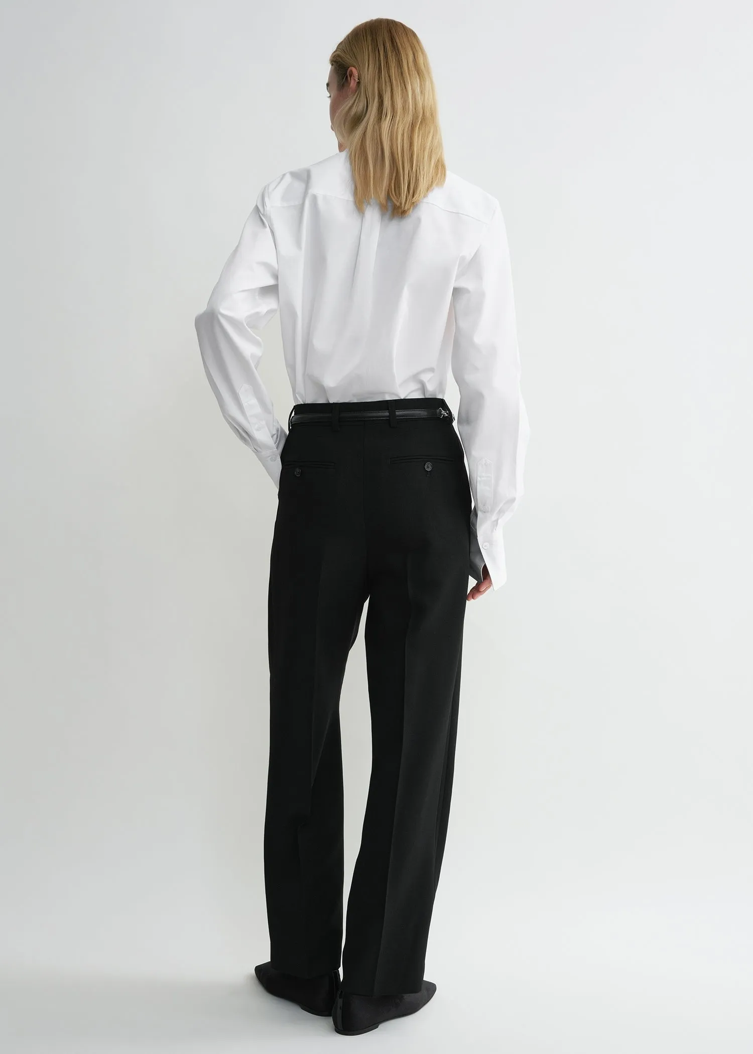 Pleated straight trousers black sold by Toteme product image thumbnail 3