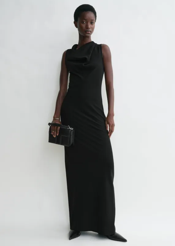 Cowl-neck dress black made by Toteme