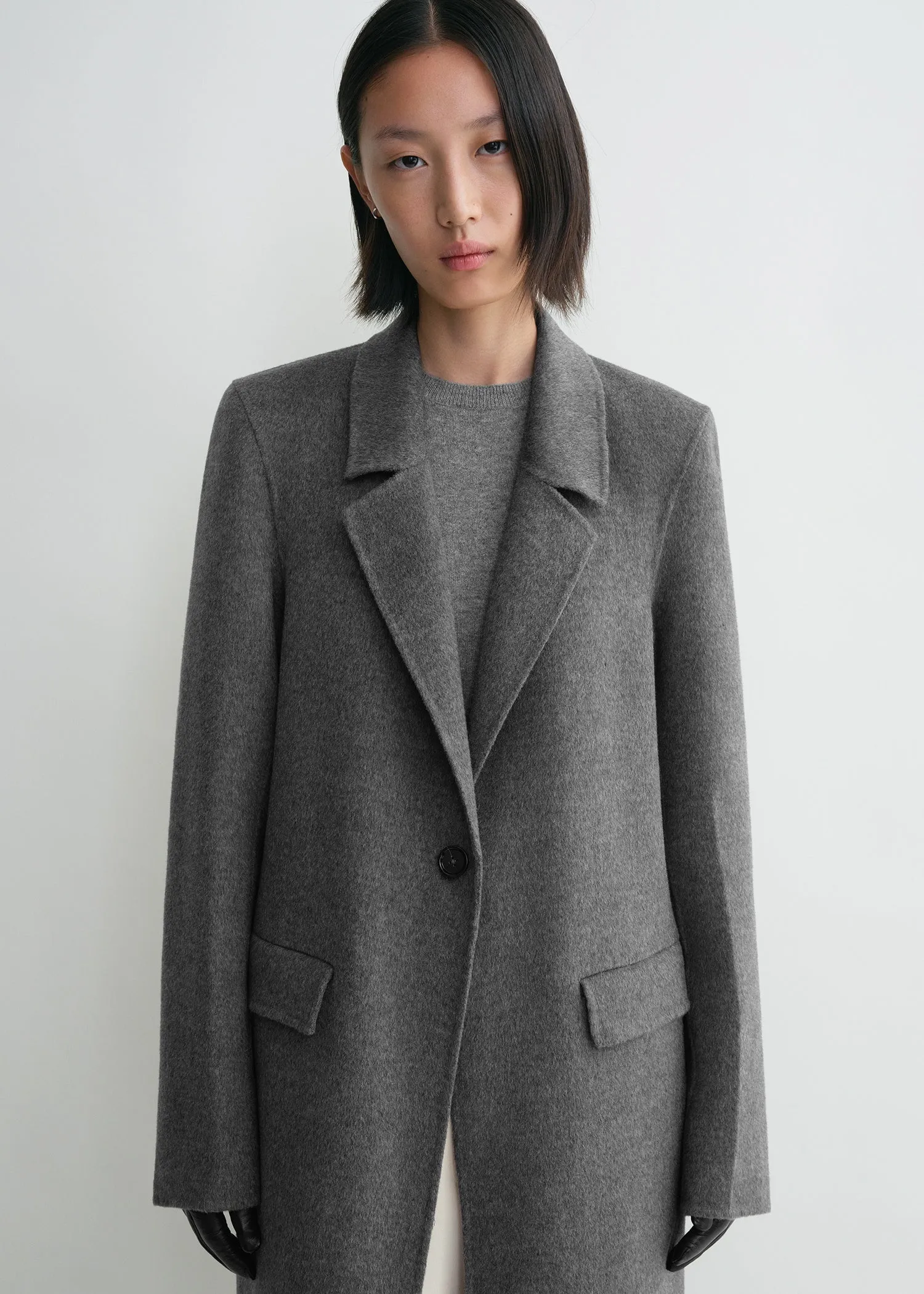 Classic doublé coat mid grey melange sold by Toteme product image thumbnail 4