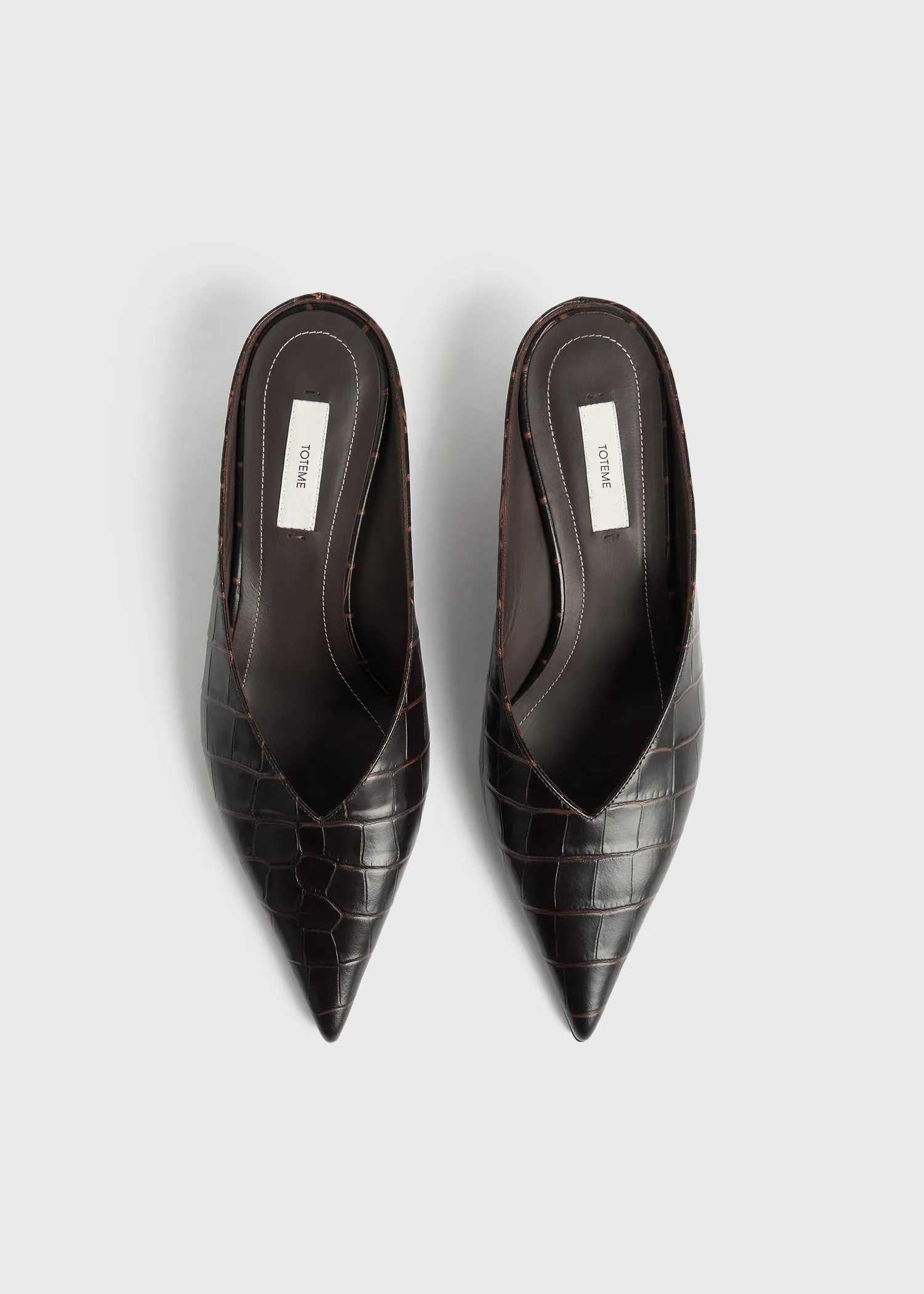 Sharp croco-embossed wedge mules dark brown sold by Toteme product image thumbnail 4