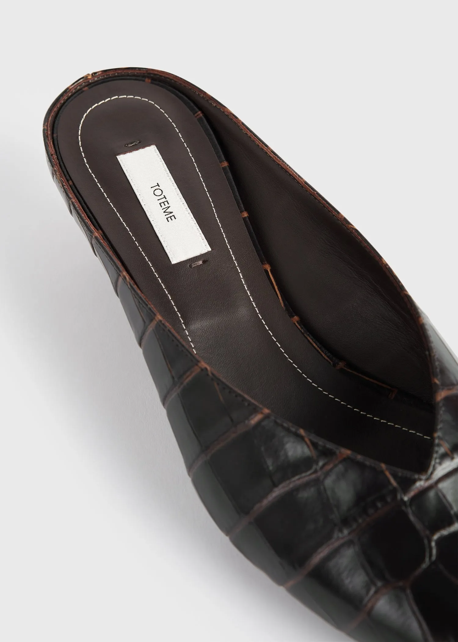 Sharp croco-embossed wedge mules dark brown sold by Toteme product image thumbnail 5