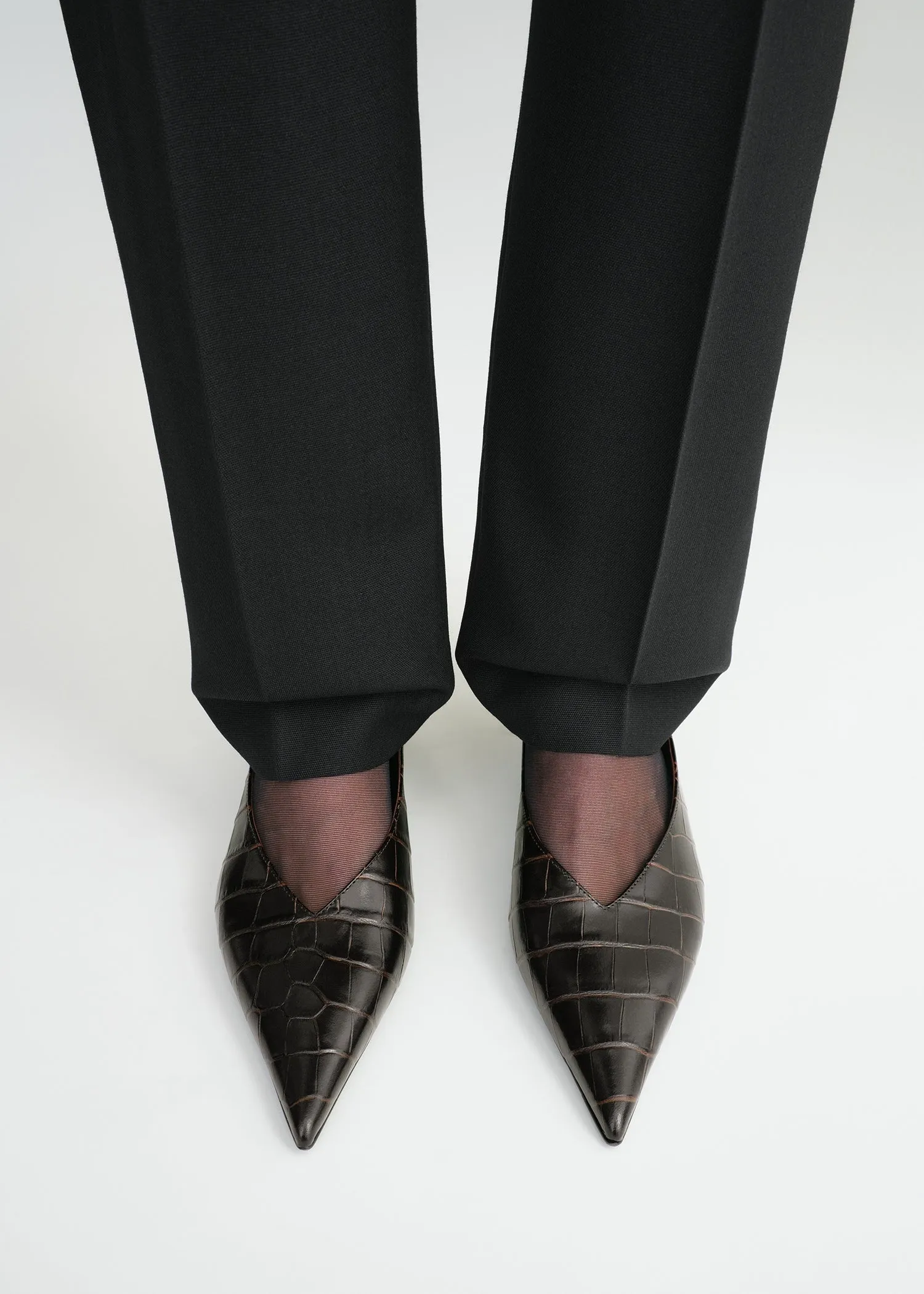 Sharp croco-embossed wedge mules dark brown sold by Toteme product image thumbnail 2