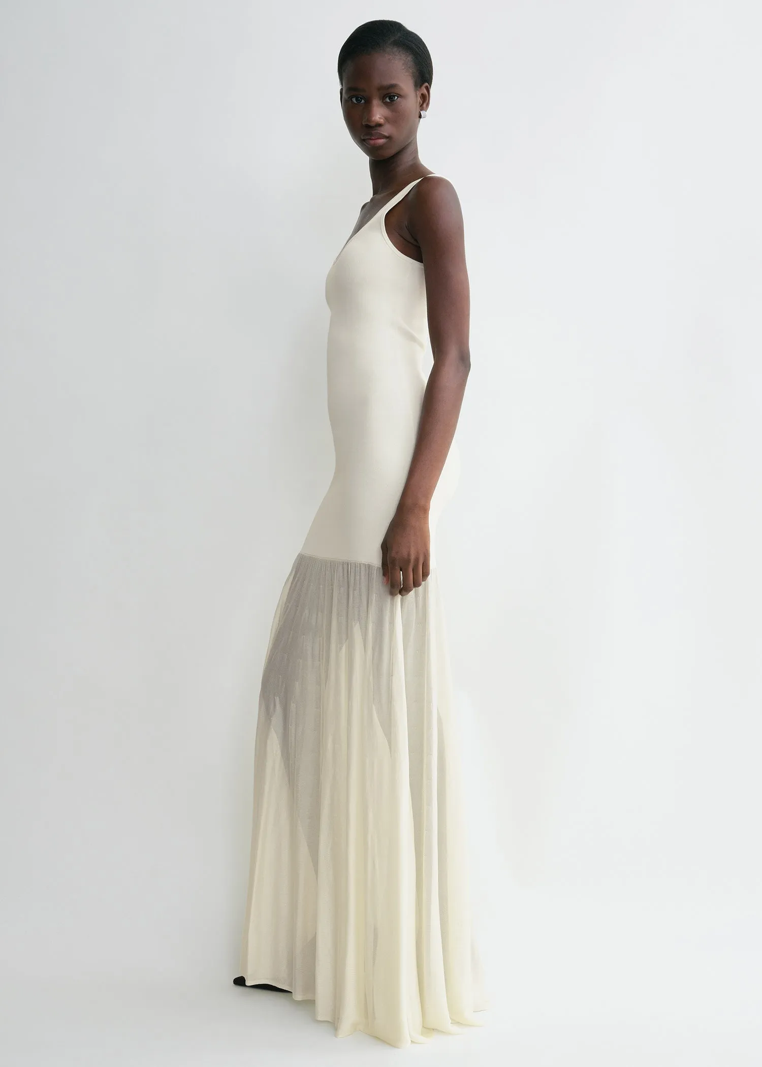 Evening tank dress macadamia sold by Toteme