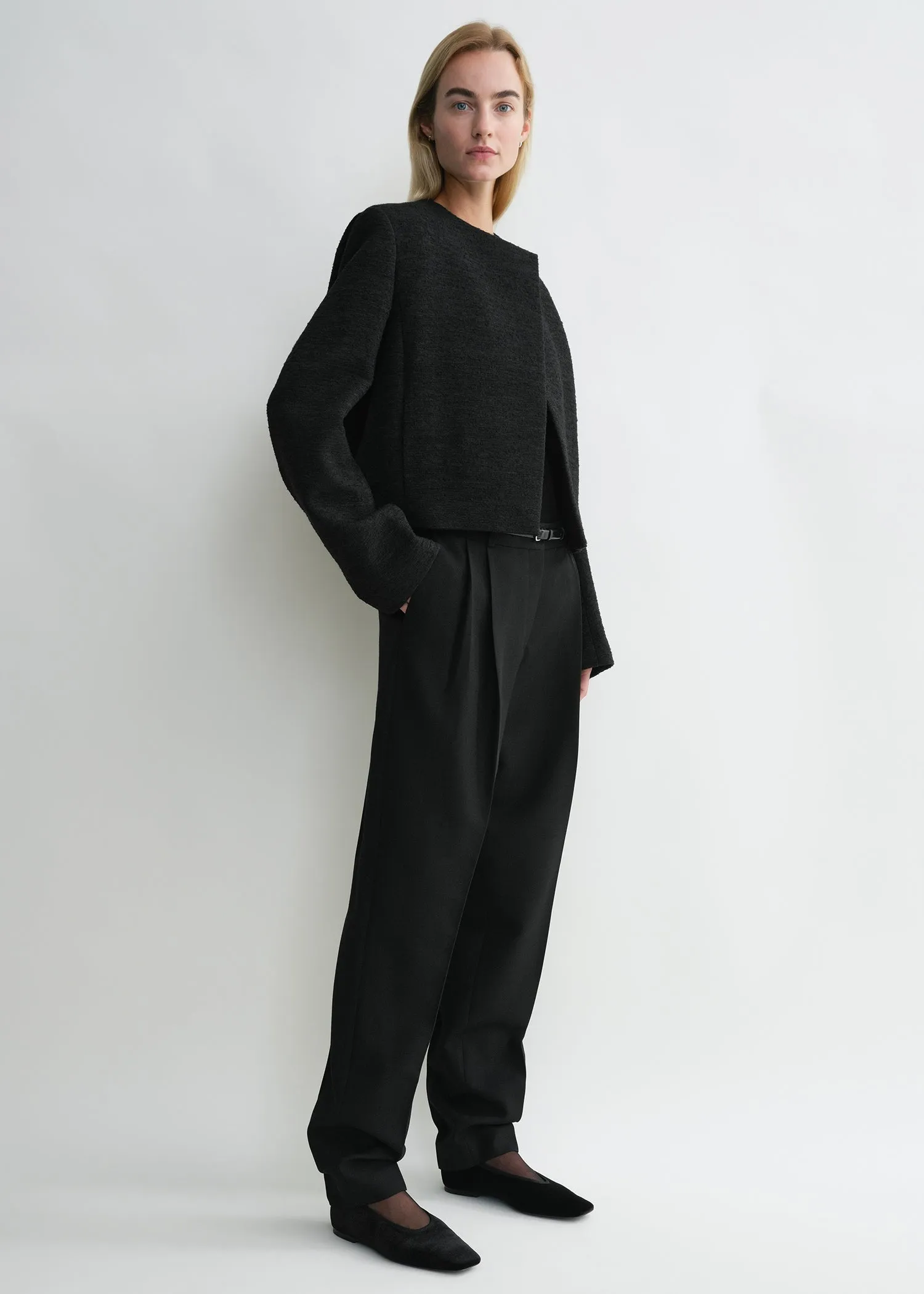 Cropped bouclé jacket black sold by Toteme product image thumbnail 2