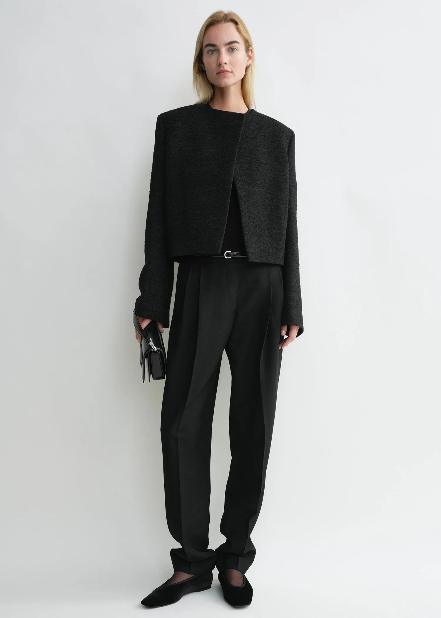 Cropped bouclé jacket black sold by Toteme