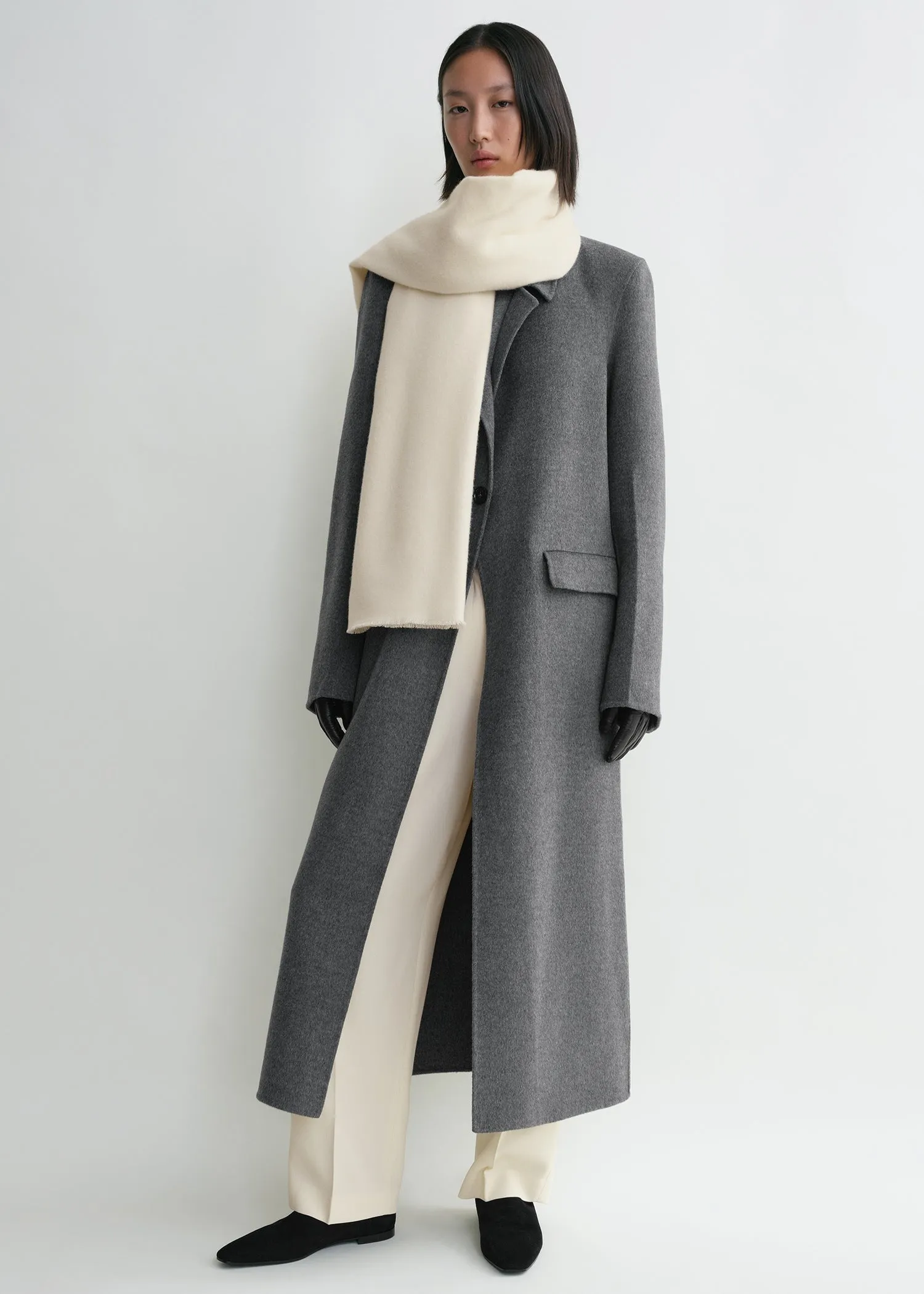 Wide classic wool scarf ivory sold by Toteme product image thumbnail 4