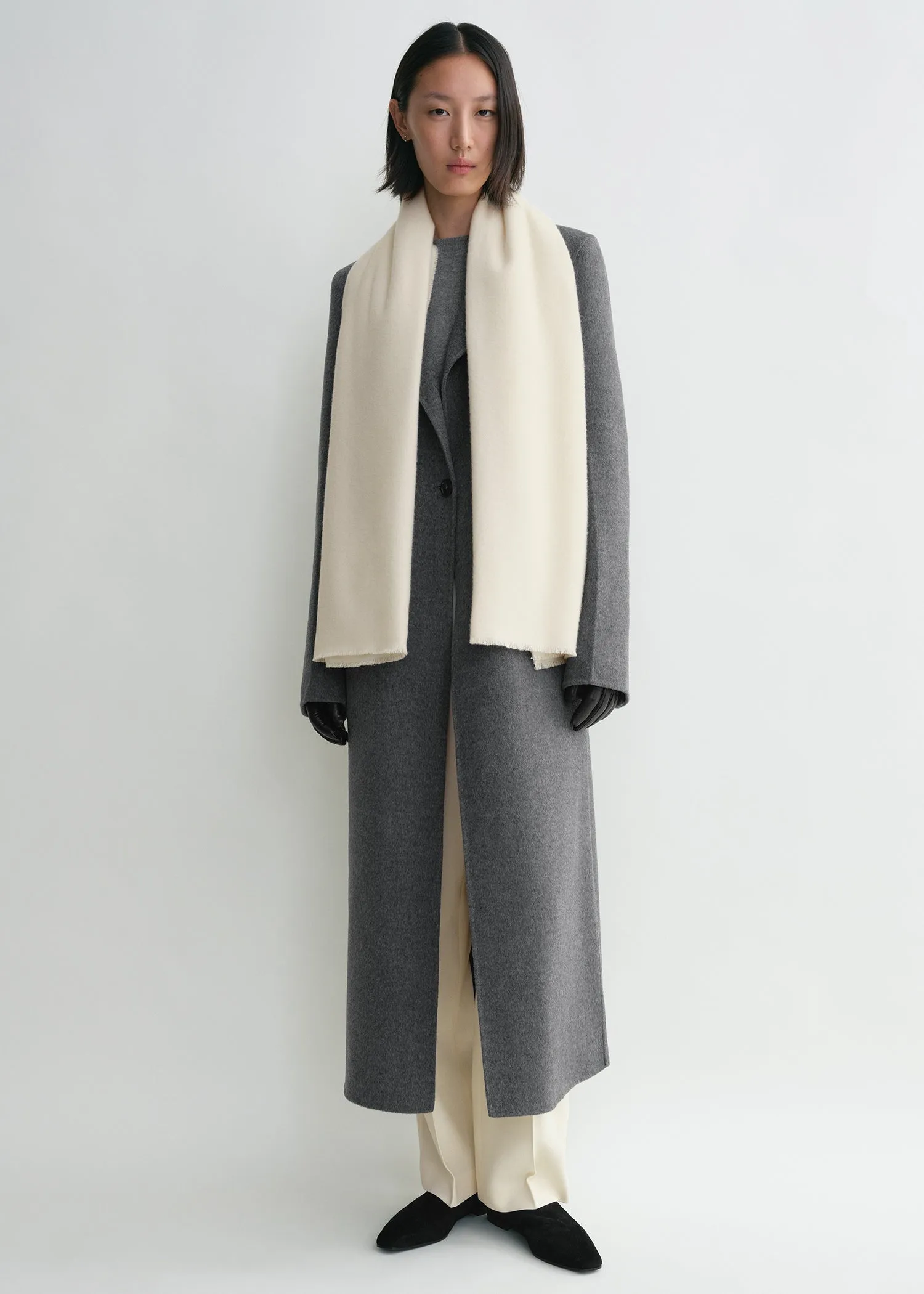 Wide classic wool scarf ivory sold by Toteme product image thumbnail 2