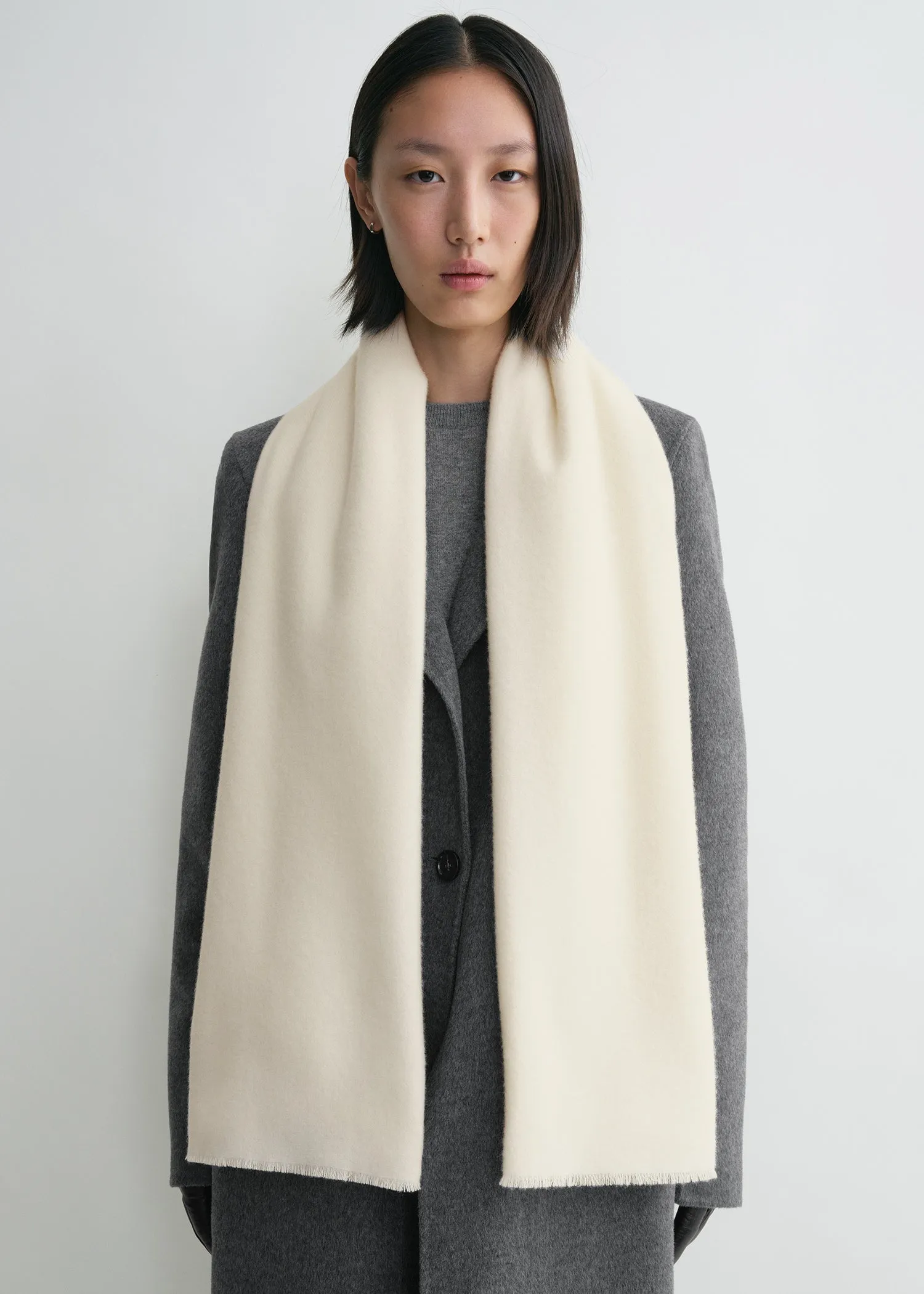 Wide classic wool scarf ivory sold by Toteme product image thumbnail 3