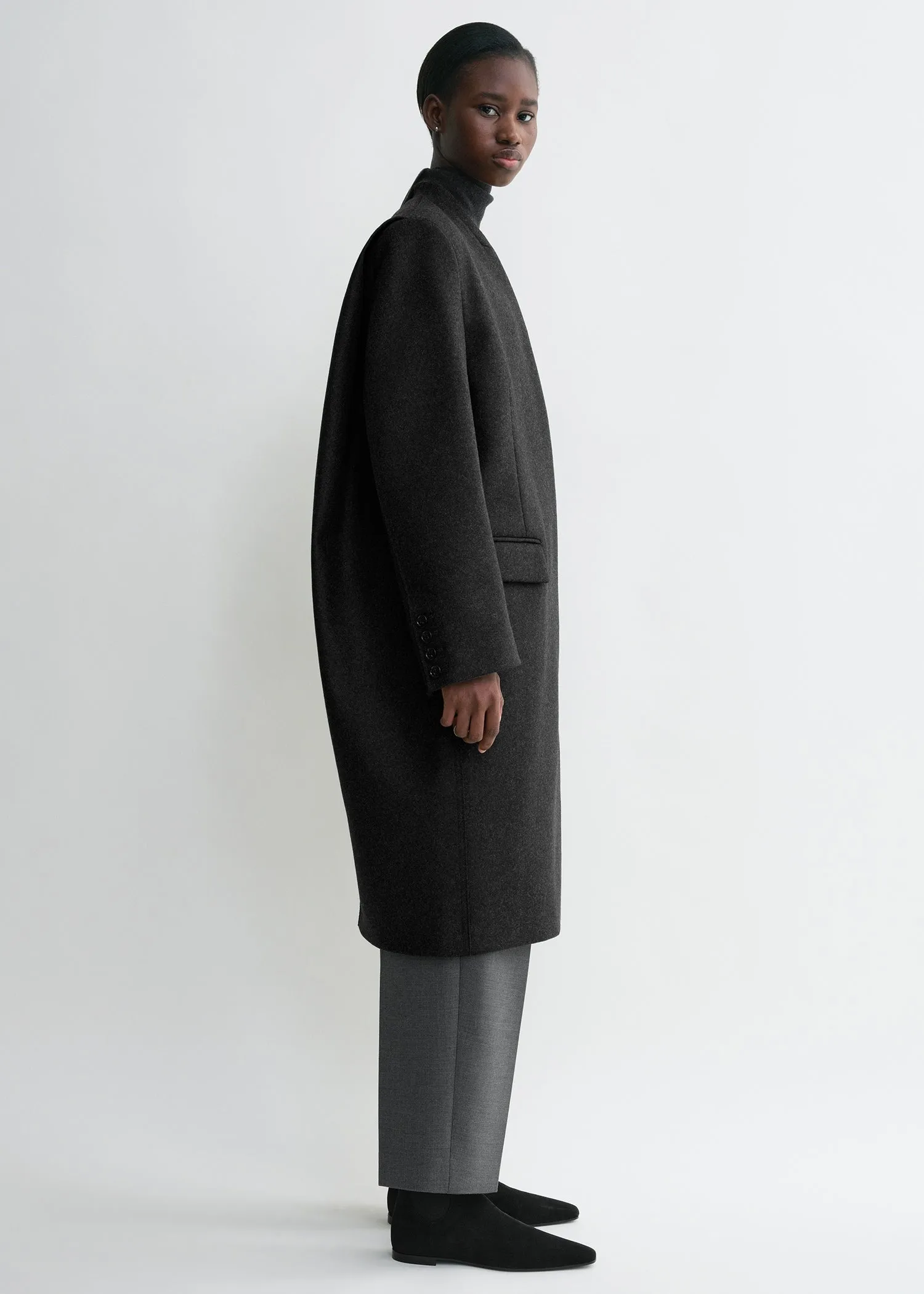 Deep pleat coat charcoal melange sold by Toteme product image thumbnail 2