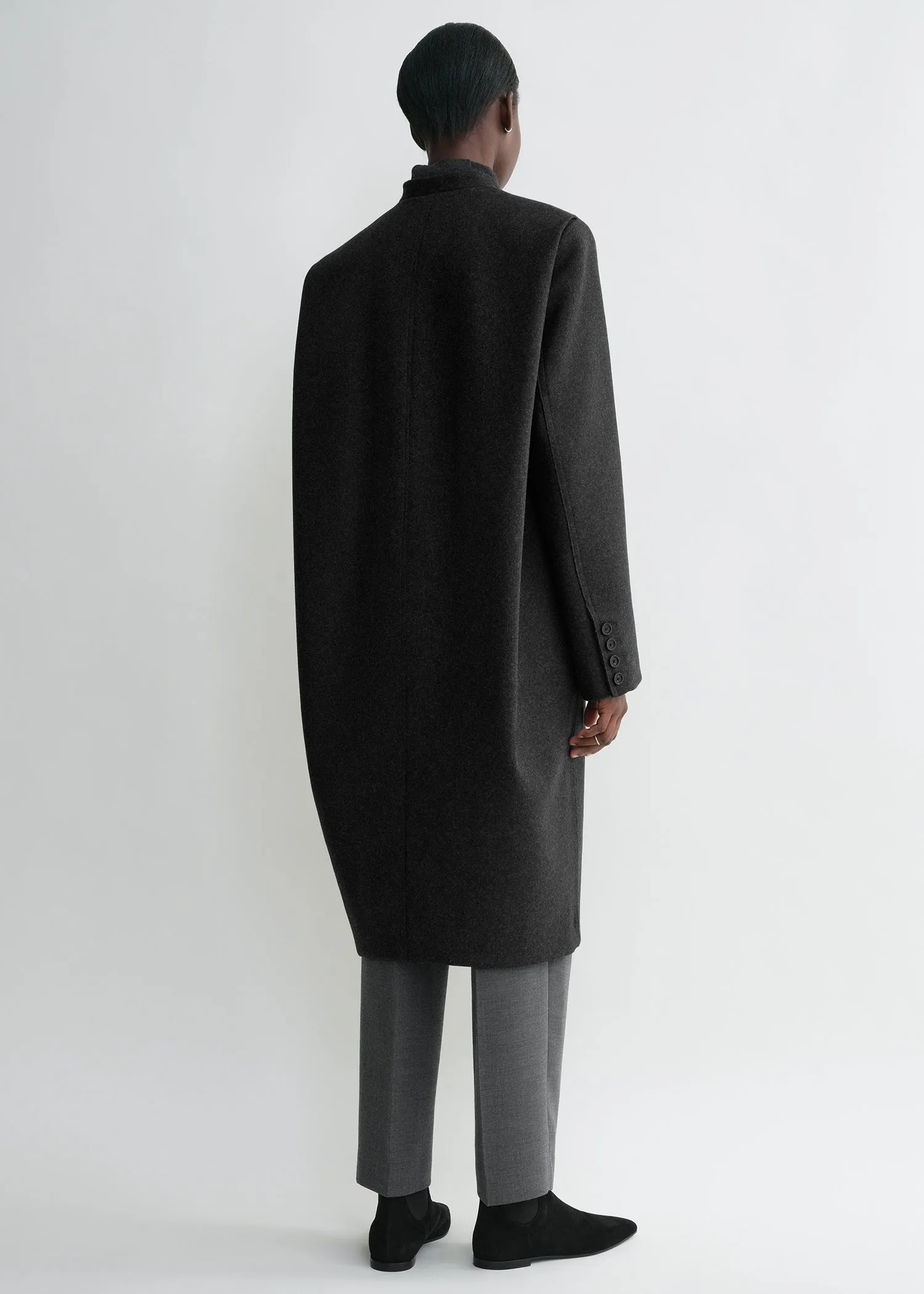 Deep pleat coat charcoal melange sold by Toteme product image thumbnail 3