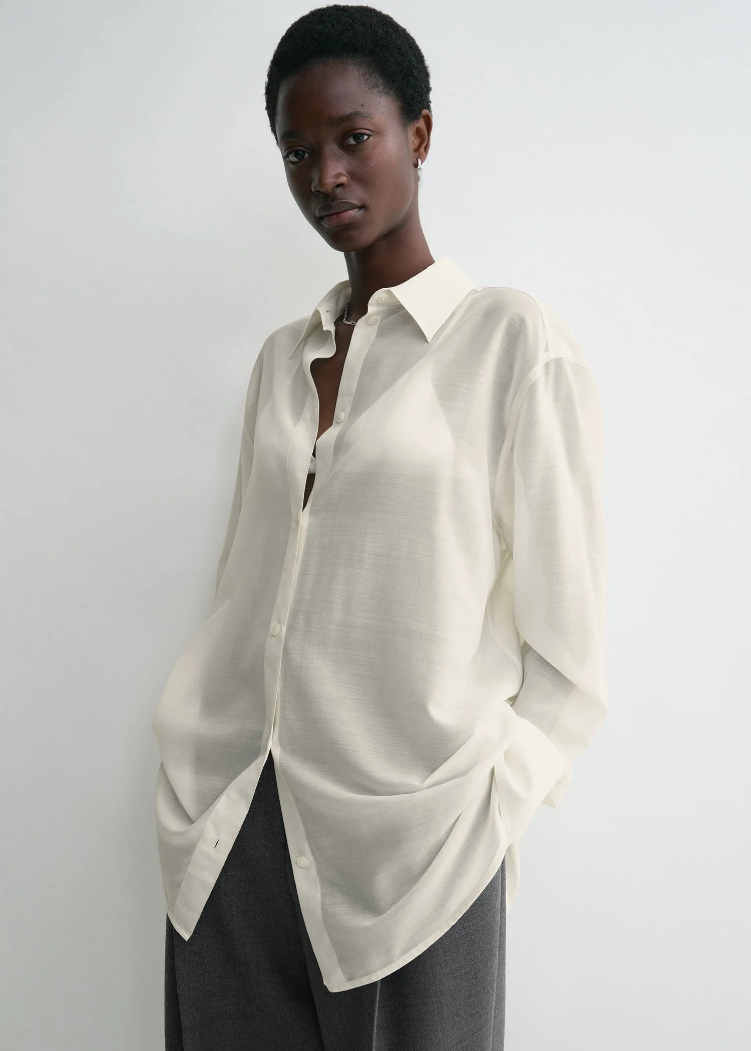Relaxed voile shirt milk sold by Toteme product image thumbnail 4