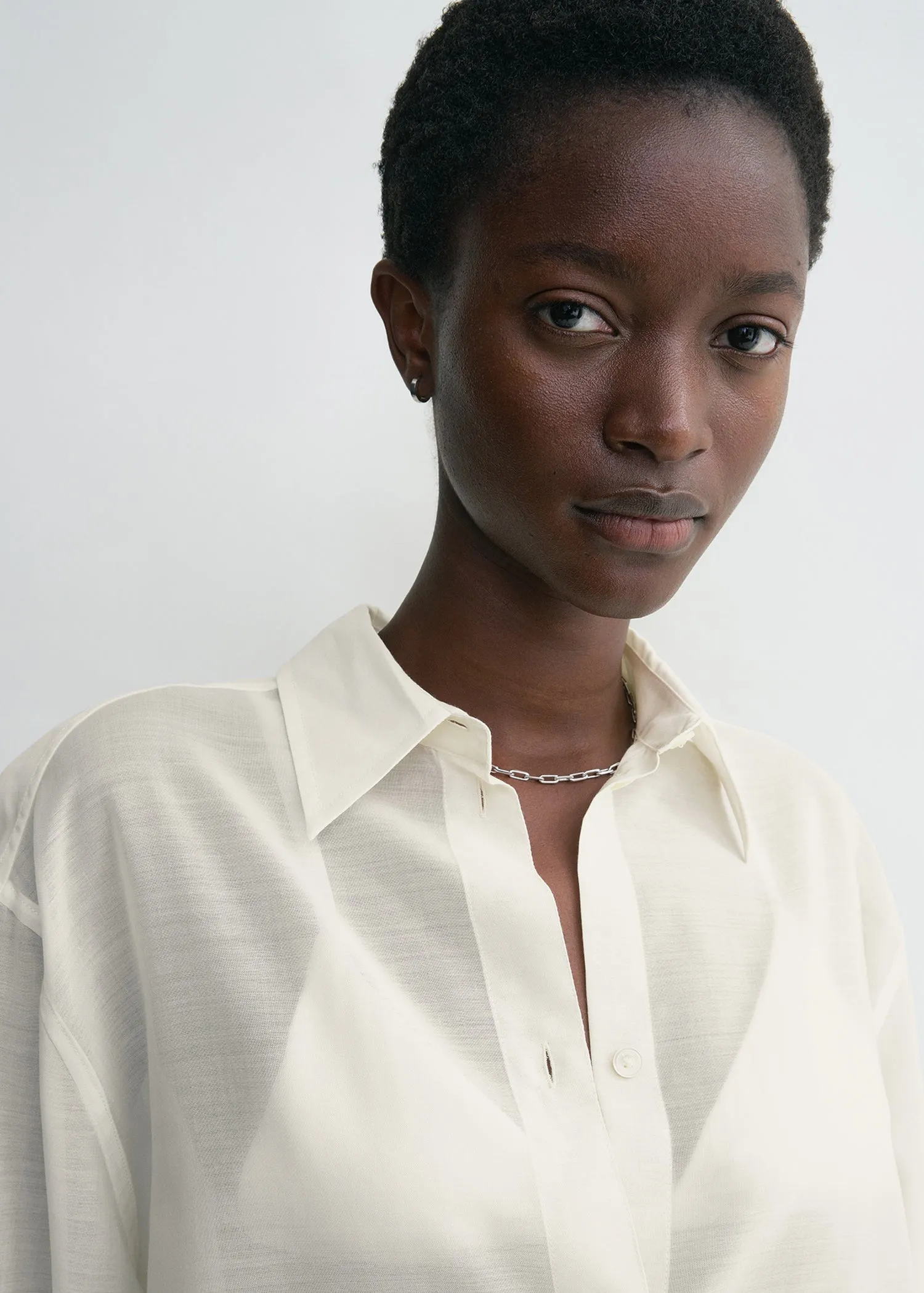 Relaxed voile shirt milk sold by Toteme product image thumbnail 3