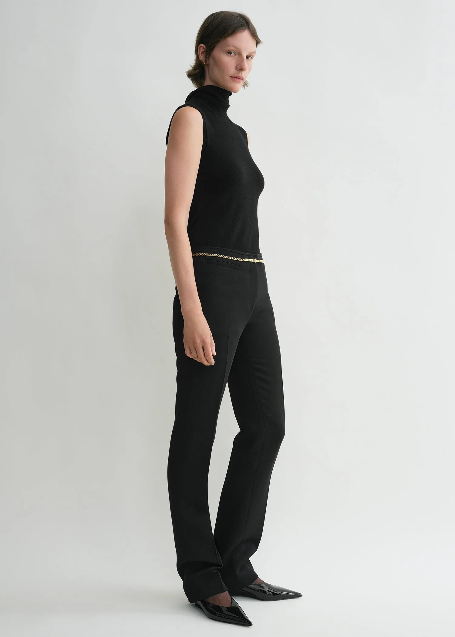 Low-waist cigarette trousers black sold by Toteme product image thumbnail 2