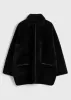 Teddy shearling overshirt jacket black sold by Toteme