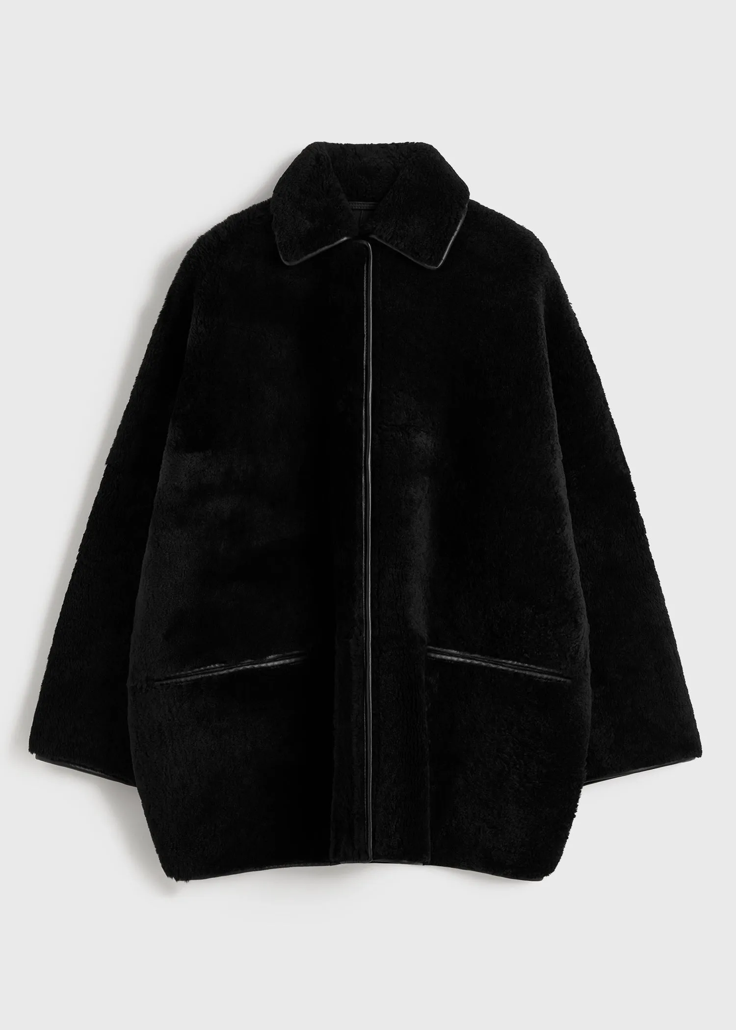Teddy shearling overshirt jacket black sold by Toteme product image thumbnail 5