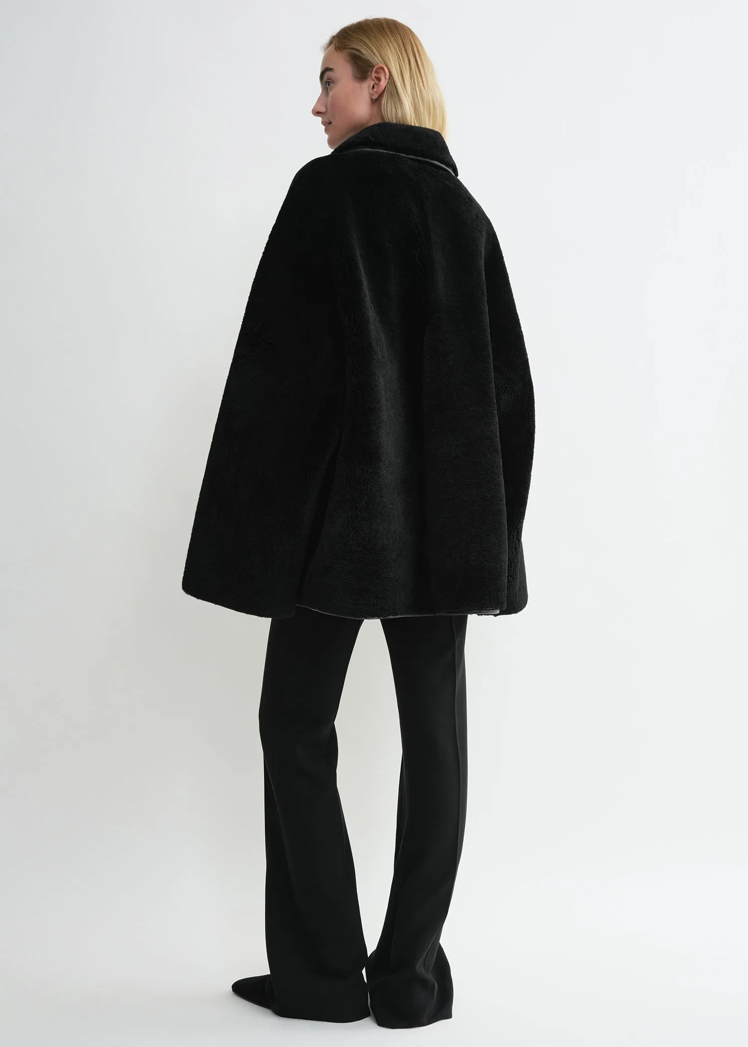 Teddy shearling overshirt jacket black sold by Toteme product image thumbnail 3