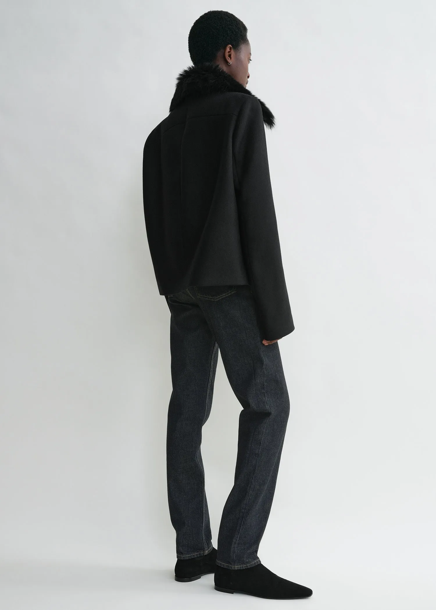 Shearling collar jacket black sold by Toteme product image thumbnail 3