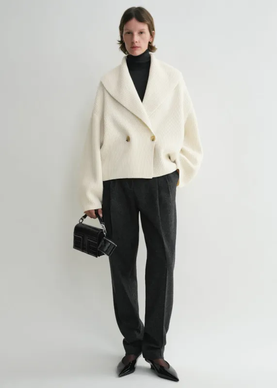 Shawl-lapel cardigan milk sold by Toteme