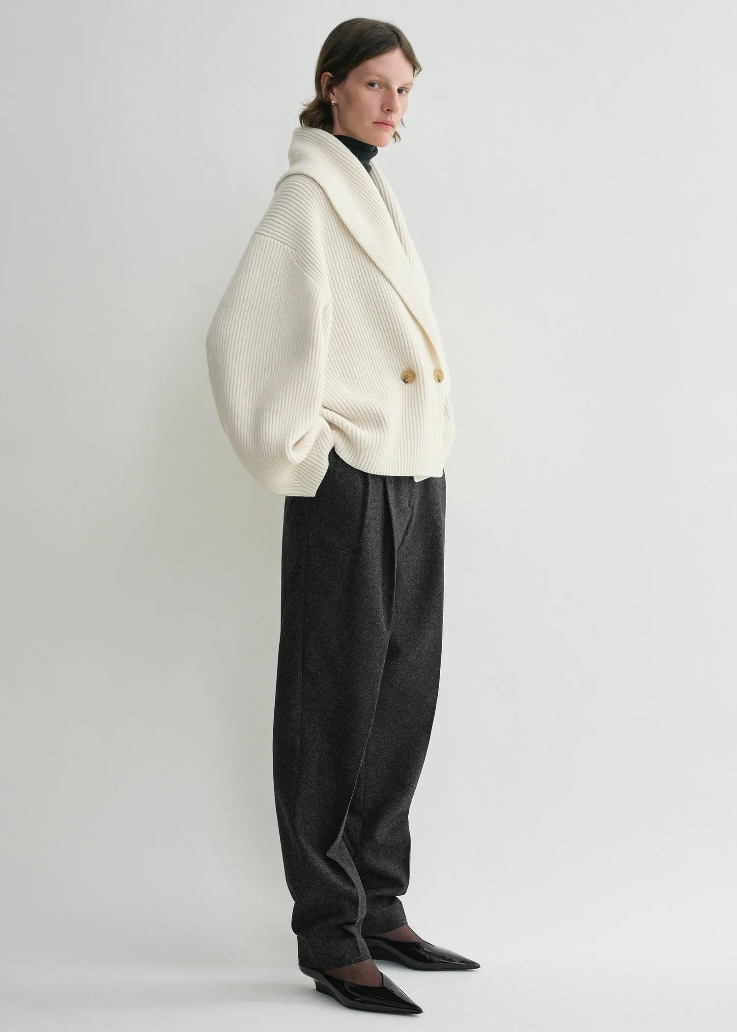 Shawl-lapel cardigan milk sold by Toteme product image thumbnail 2