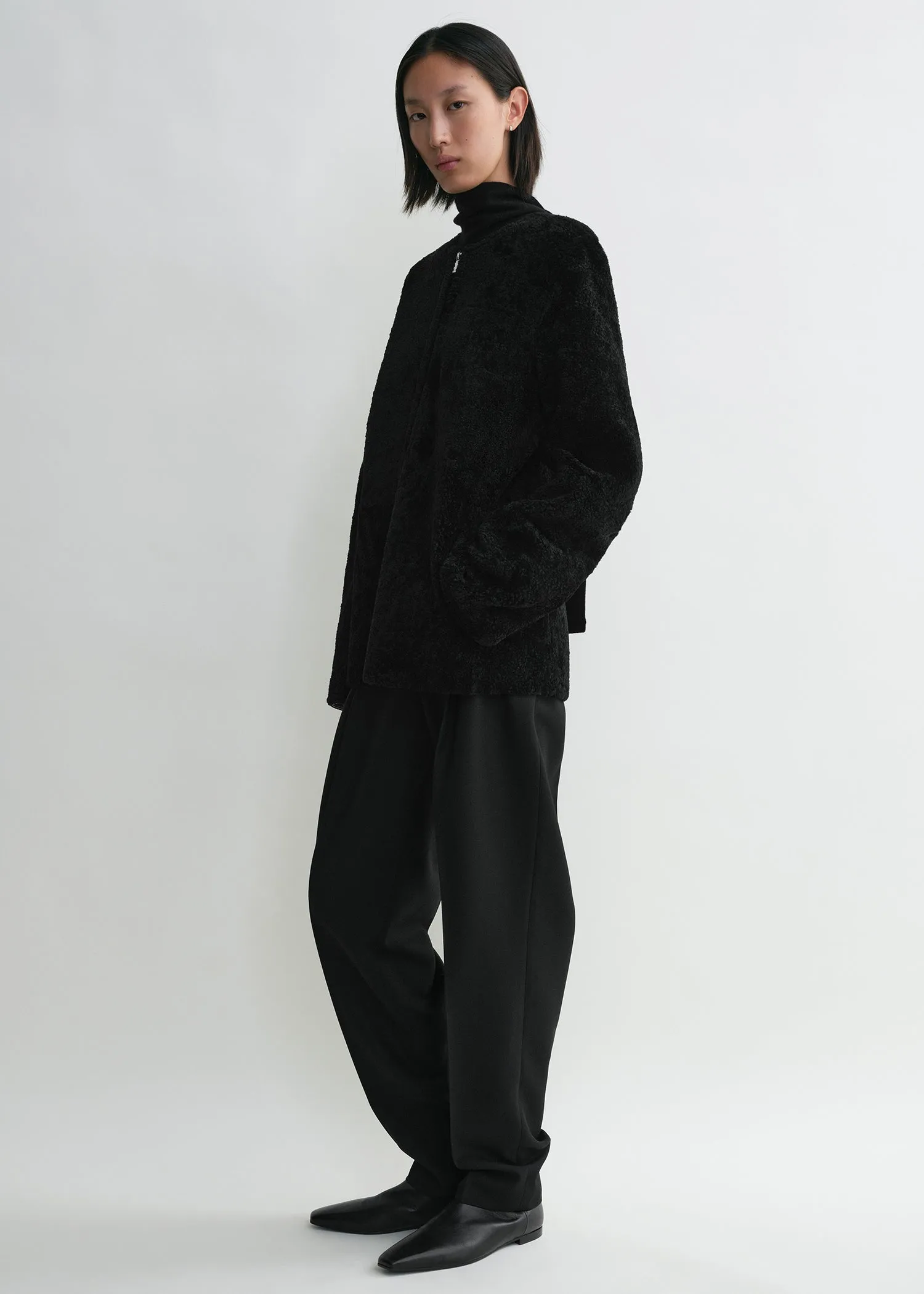 Zipped teddy shearling jacket black sold by Toteme product image thumbnail 2