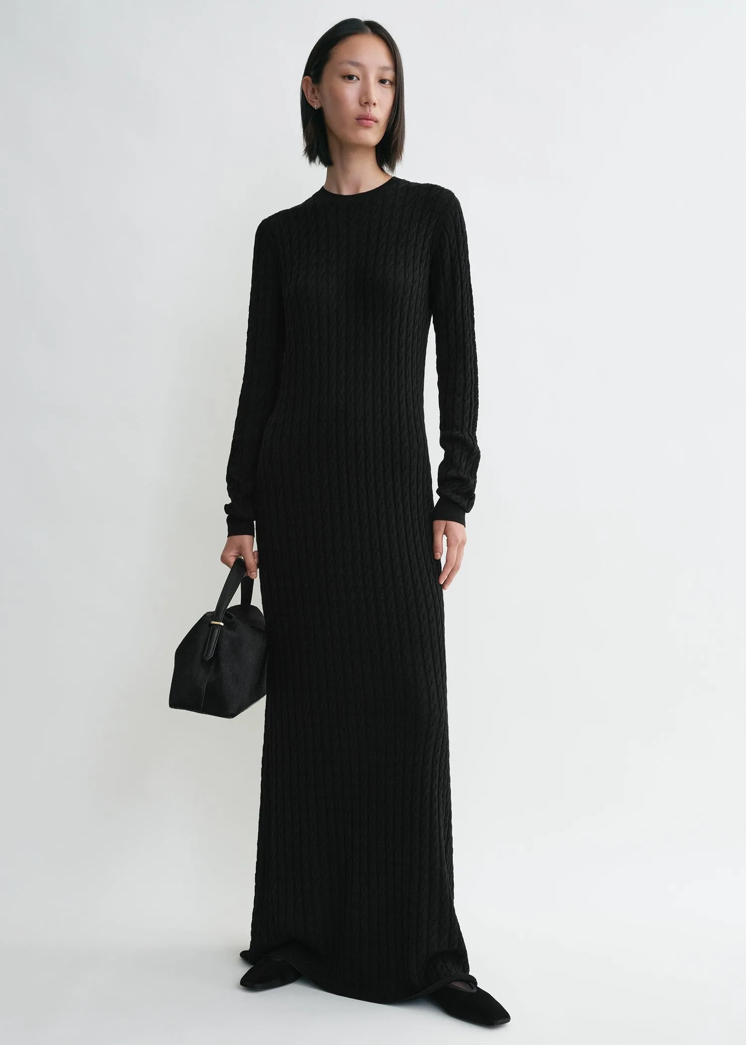 Cable knit dress black sold by Toteme