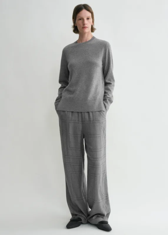 Monogram flannel pj bottoms smoke melange sold by Toteme
