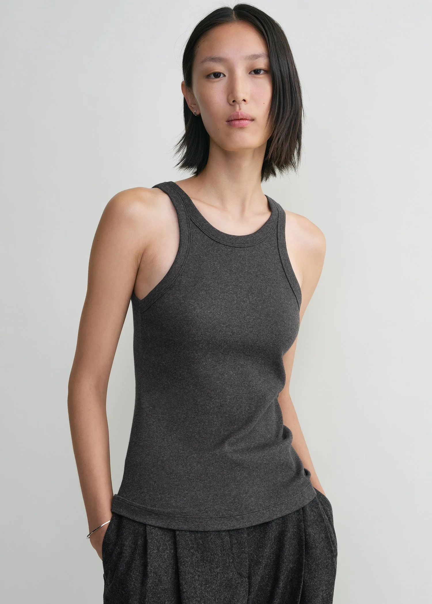Curved rib tank charcoal melange sold by Toteme product image thumbnail 3