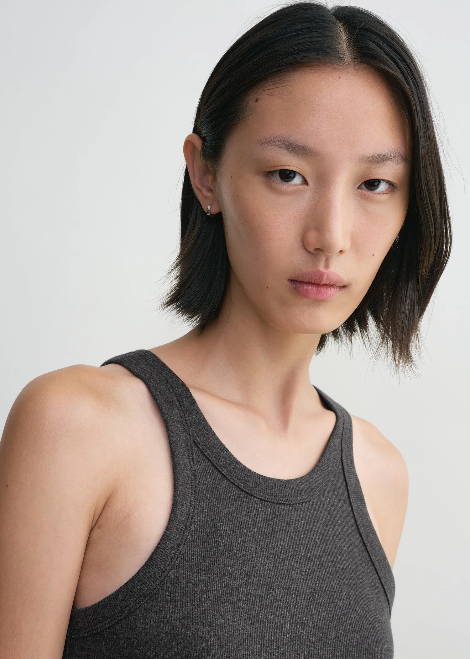 Curved rib tank charcoal melange sold by Toteme product image thumbnail 4
